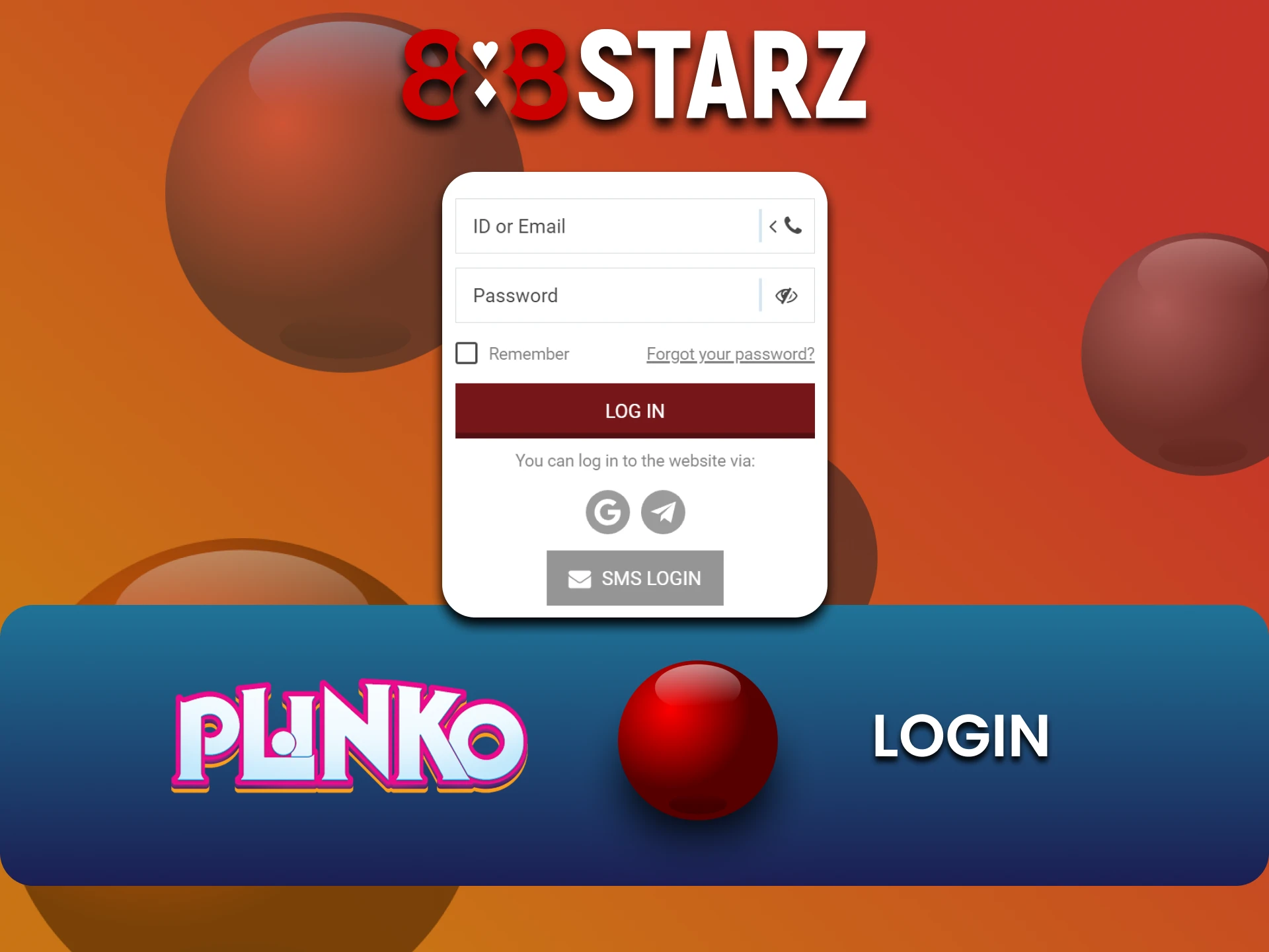 Log in to your personal 888starz account to play Plinko.