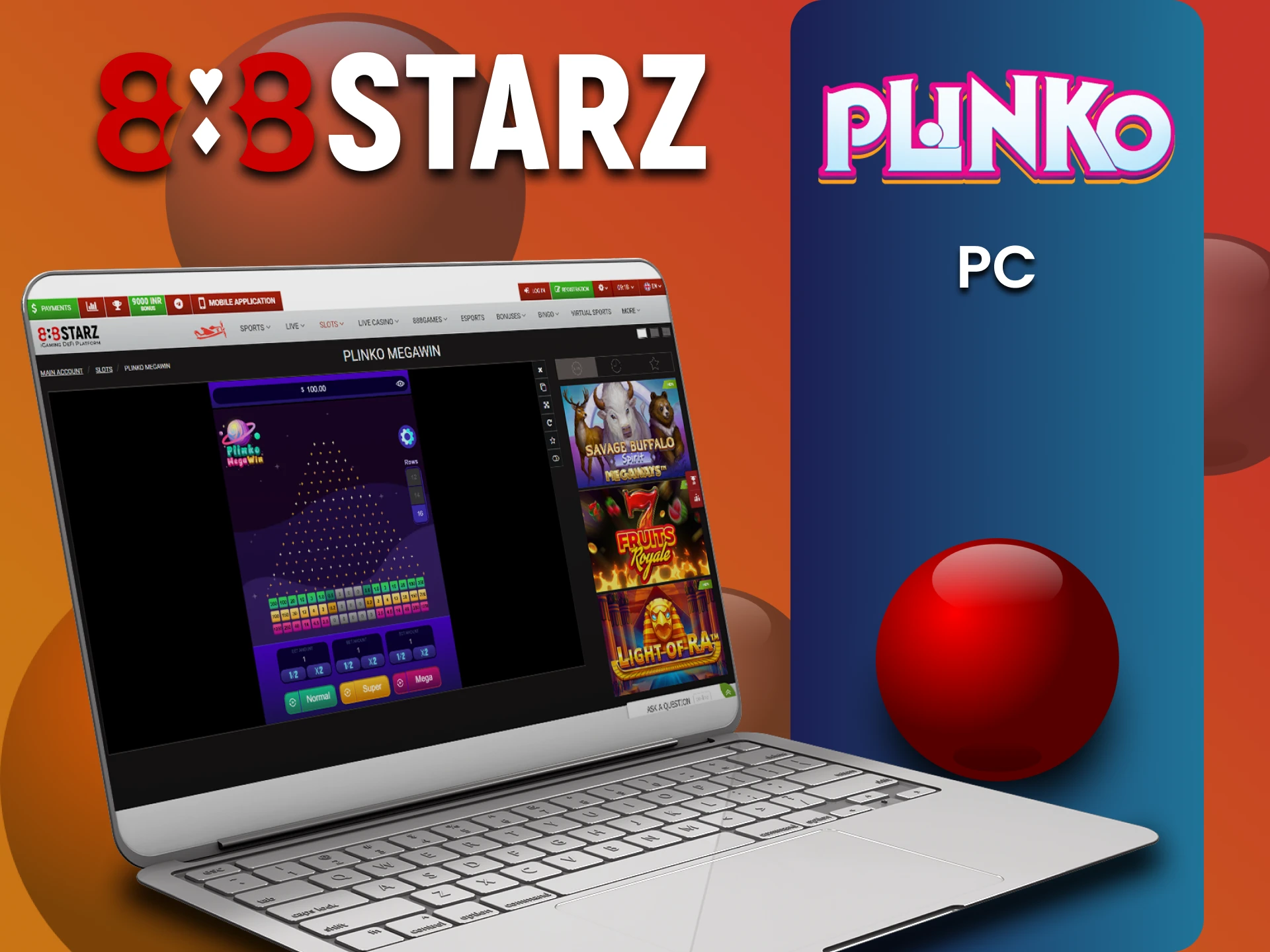 Play Plinko on 888starz for PC.