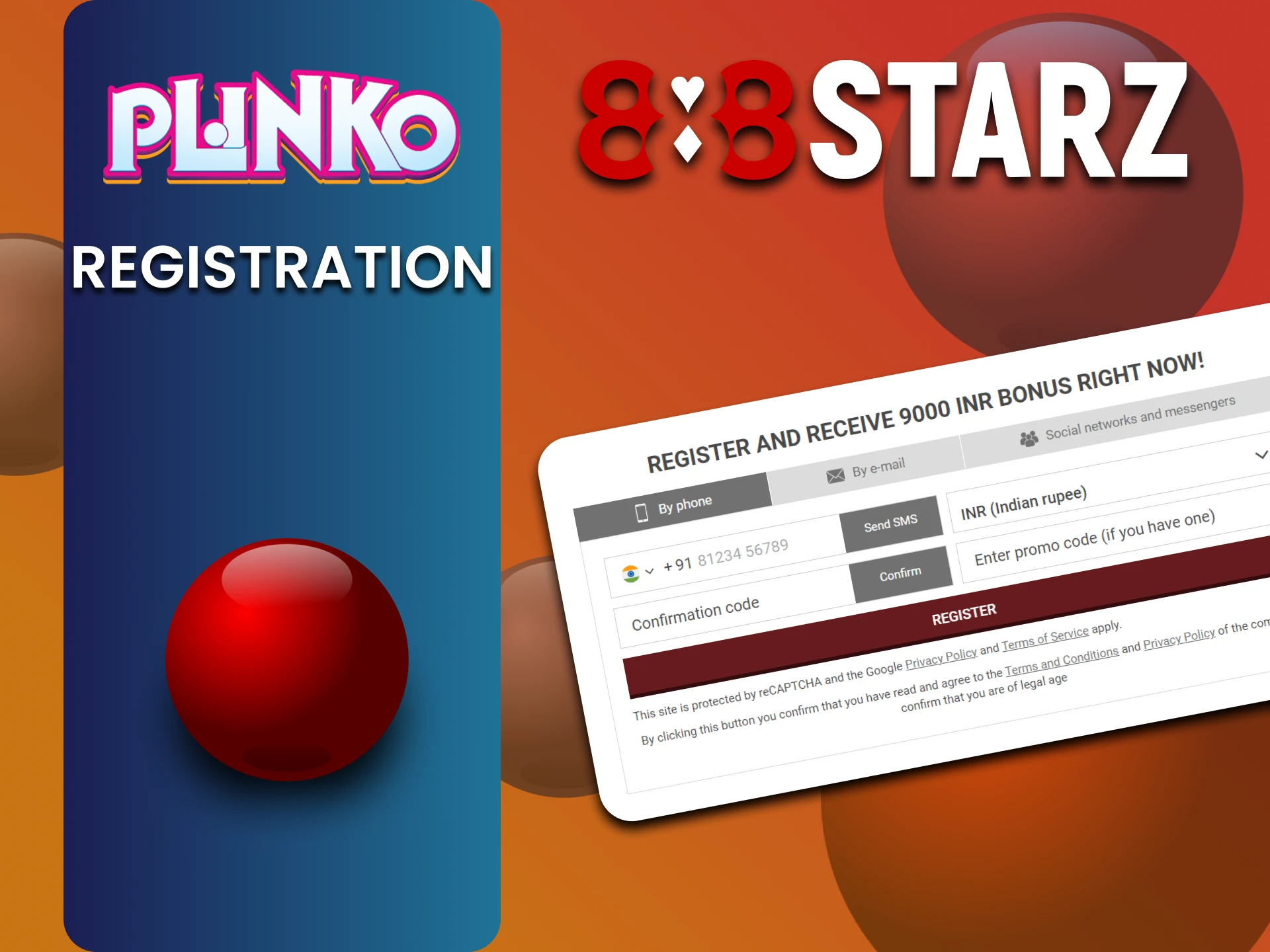 Create an 888starz account for Plinko.