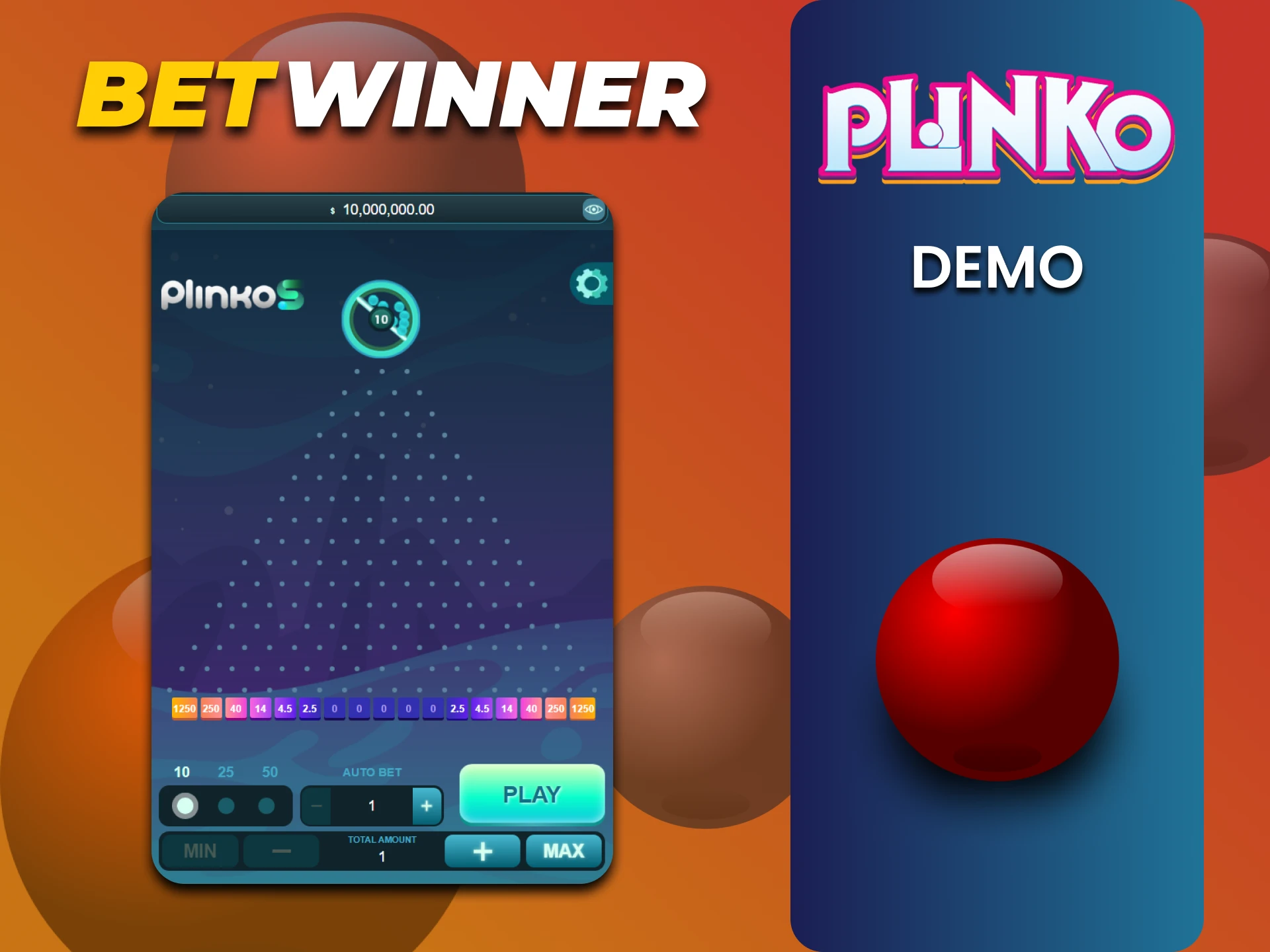 Train in a special version of the Plinko game at Betwinner.