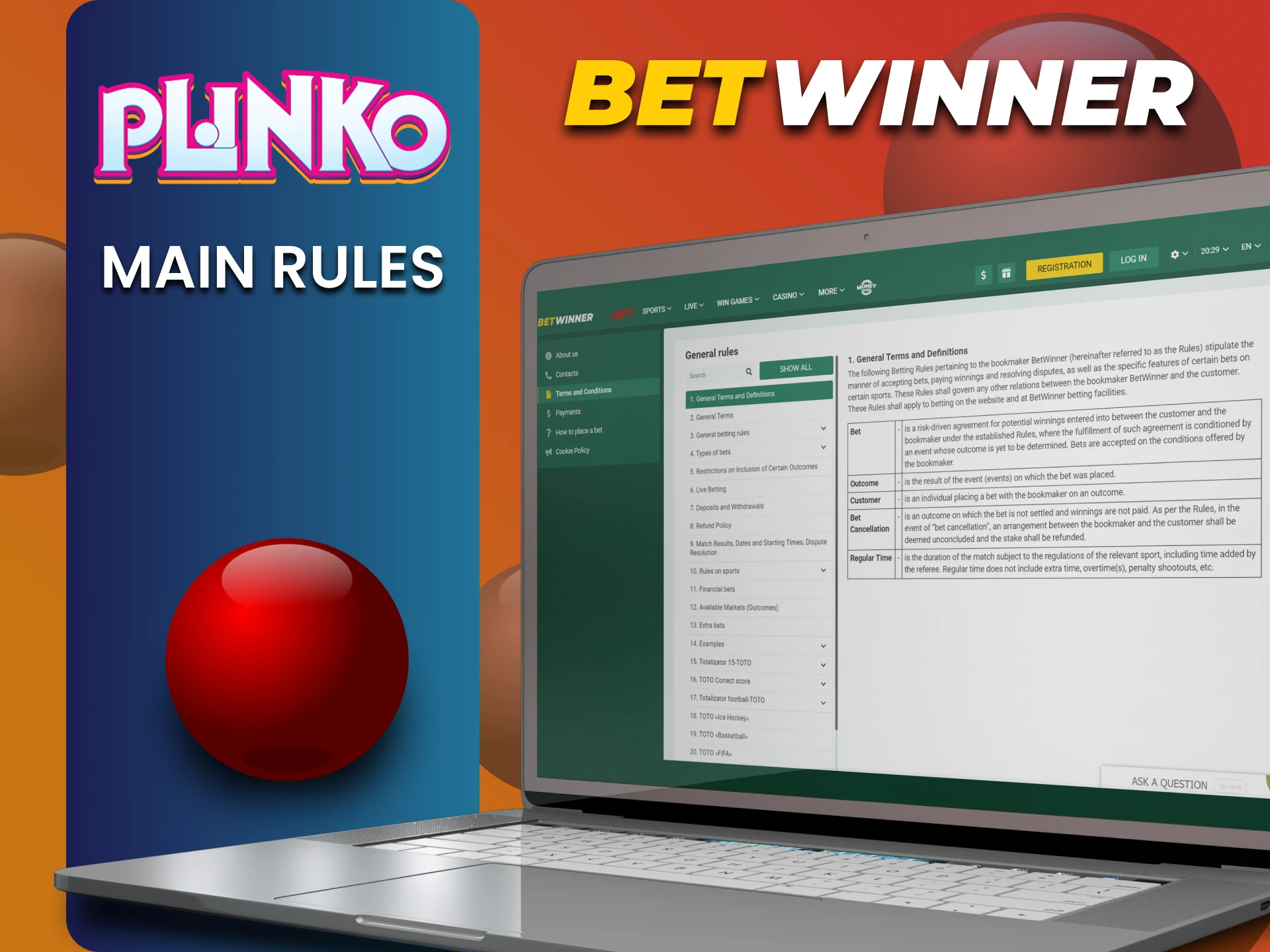 Learn the rules of the Betwinner service for playing Plinko.