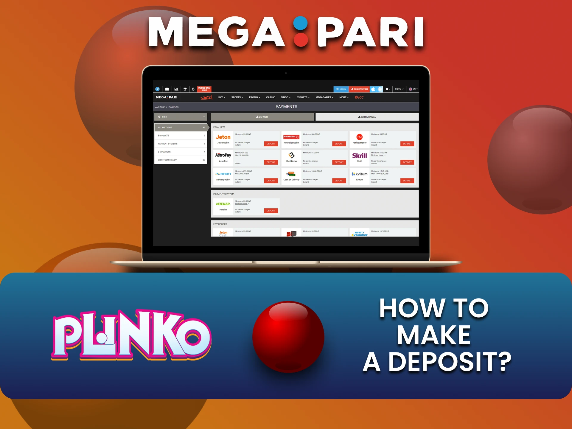 Find out how to deposit funds for Plinko on Megapari.