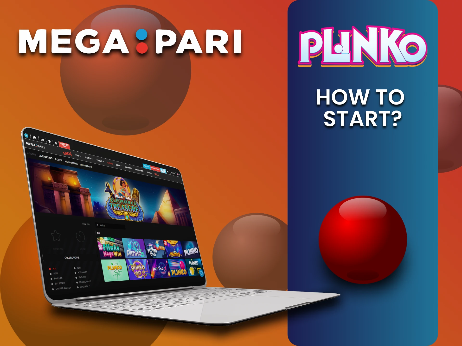 Select the desired section of Megapari to play Plinko.
