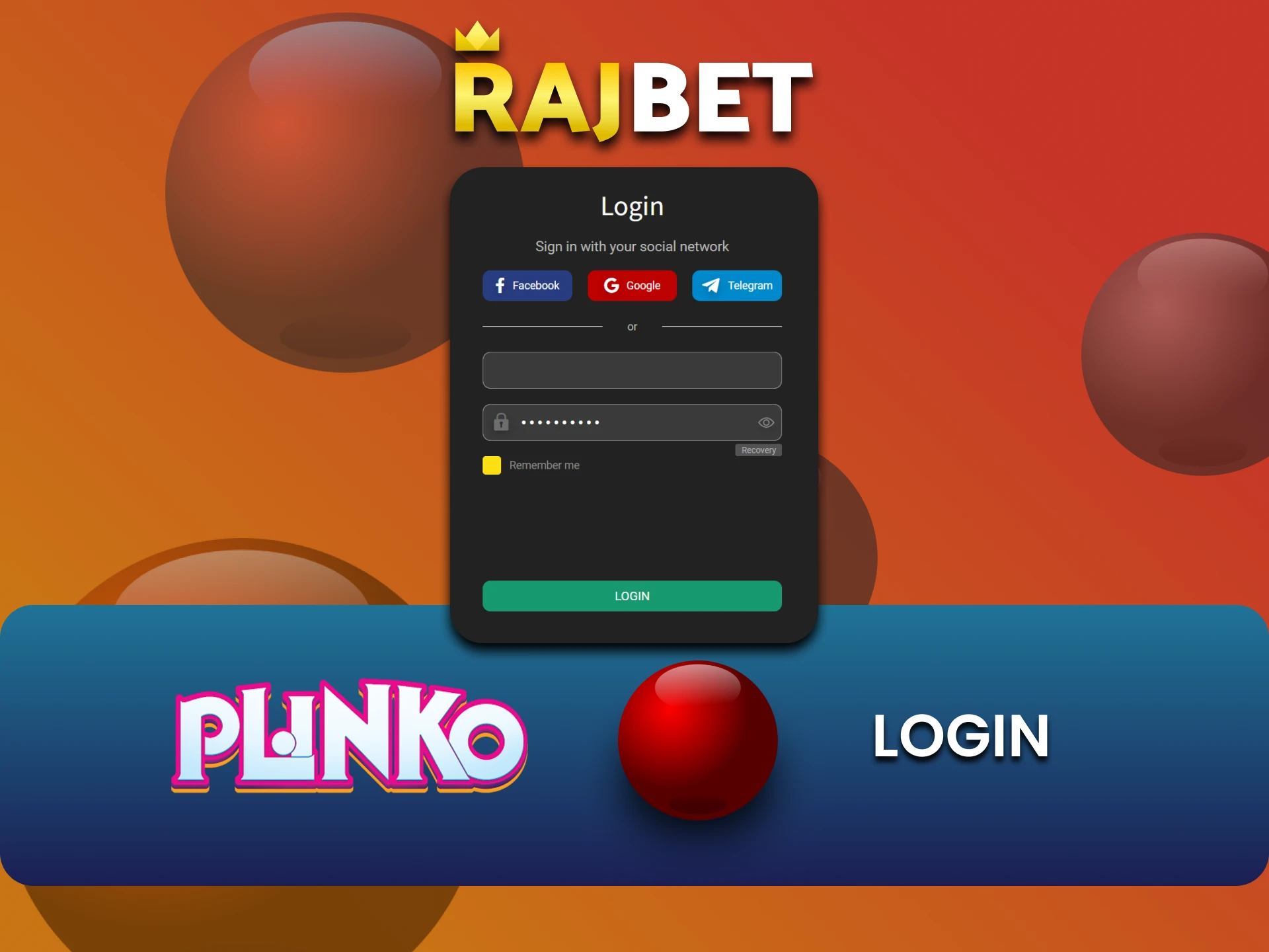 Sign in to your Rajbet account for Plinko.