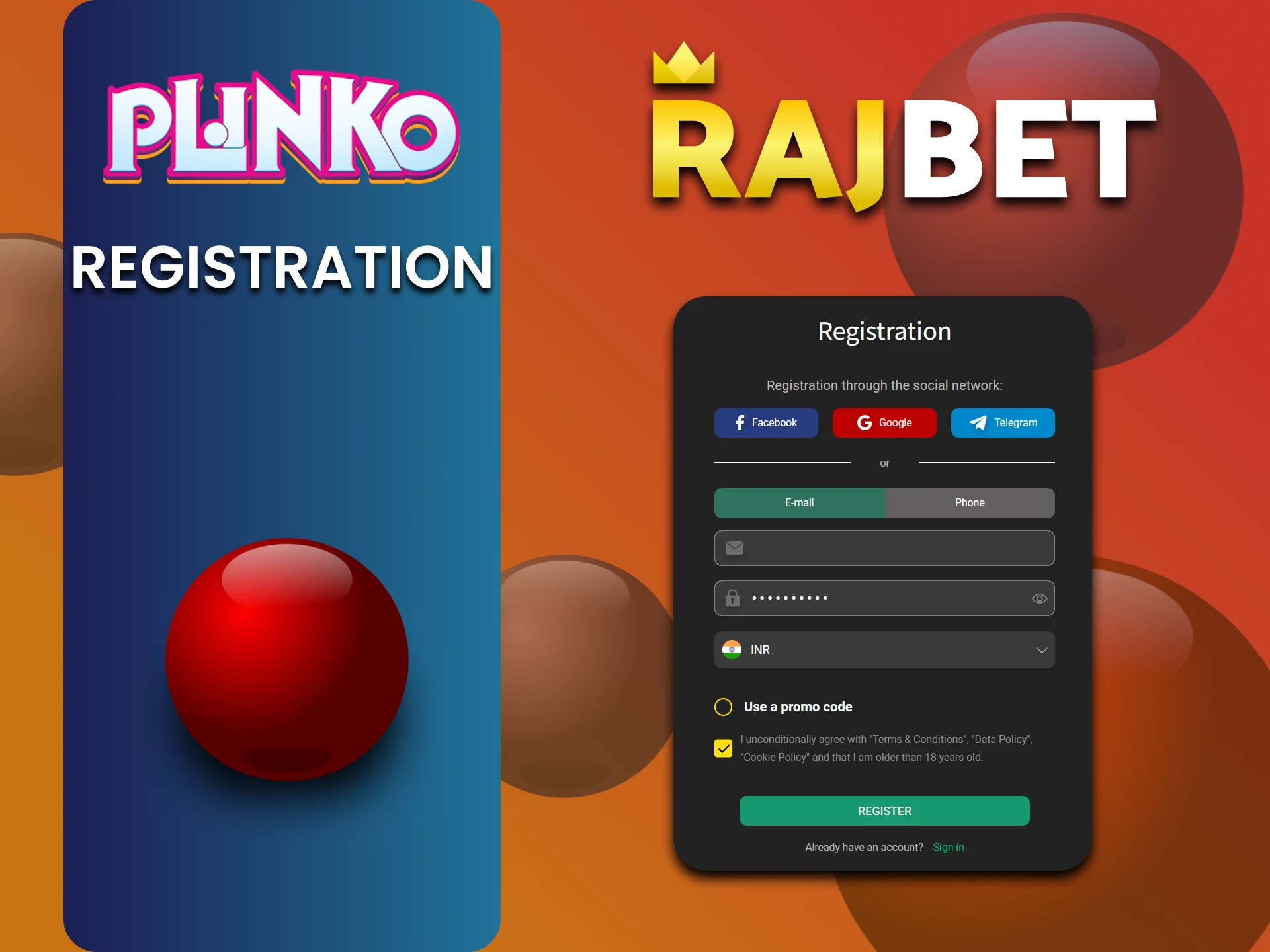 Register on Rajbet to play Plinko.