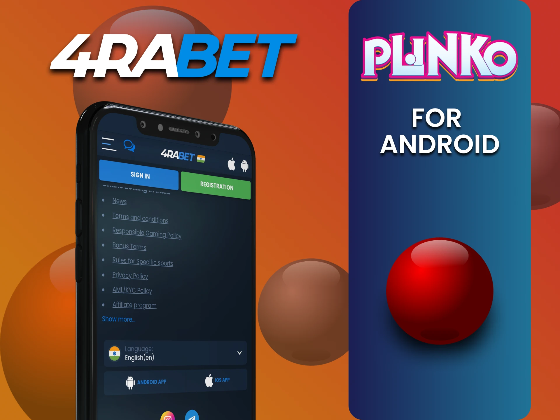 Download the 4rabet app for Android to play Plinko.