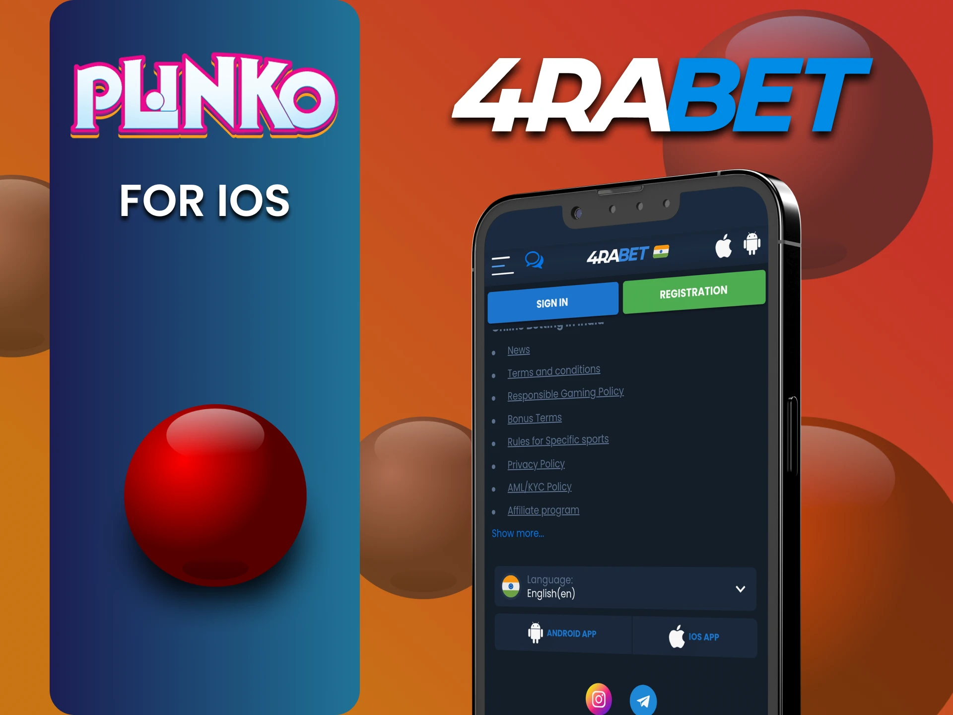 Download the 4rabet app for iOS to play Plinko.