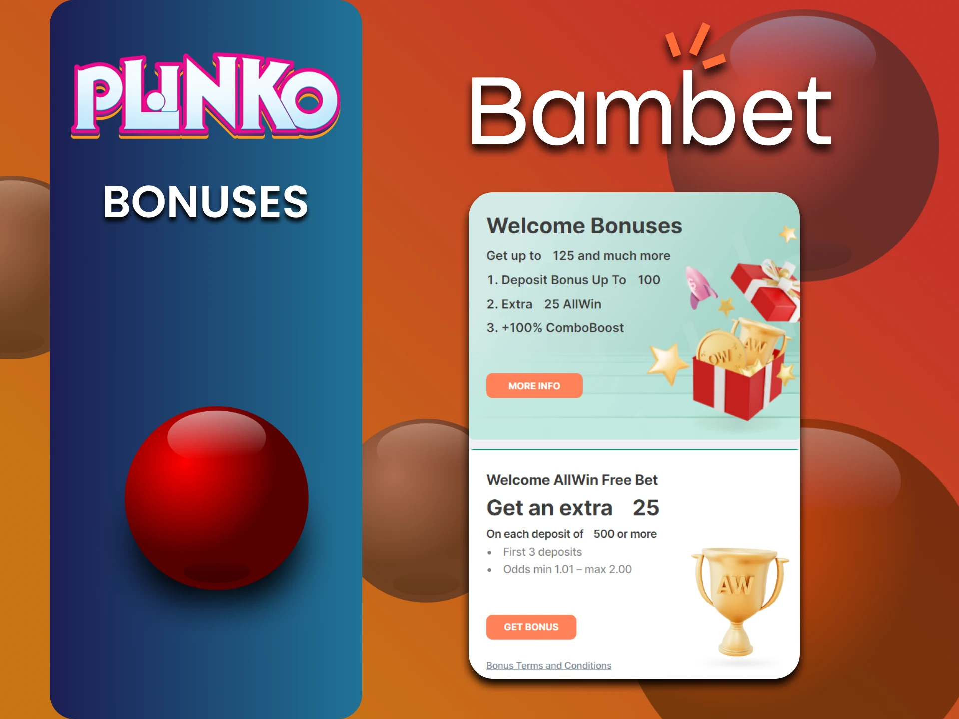 Bambet gives bonuses to Plinko users.