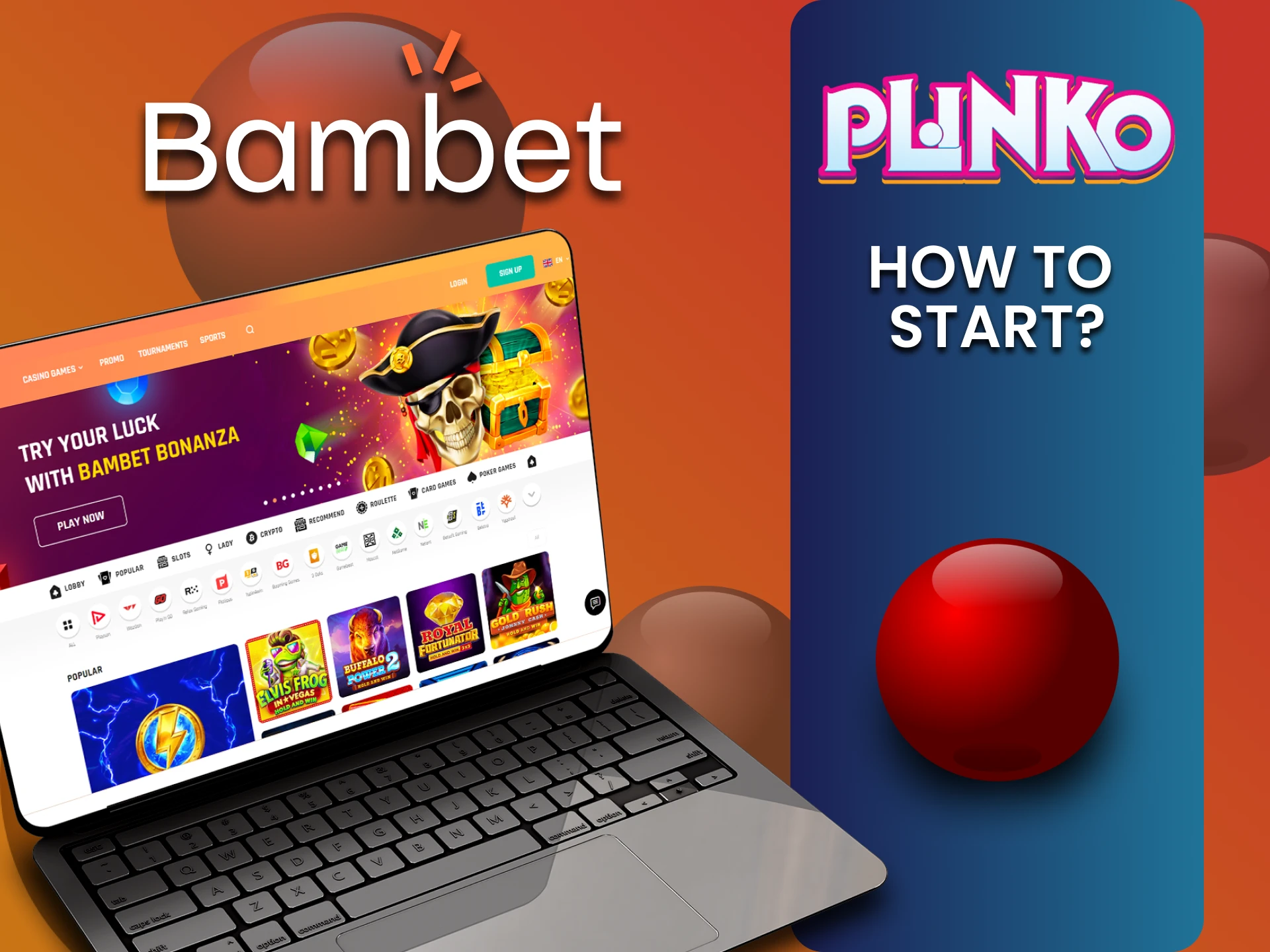 Select the desired section in Bambet for Plinko.