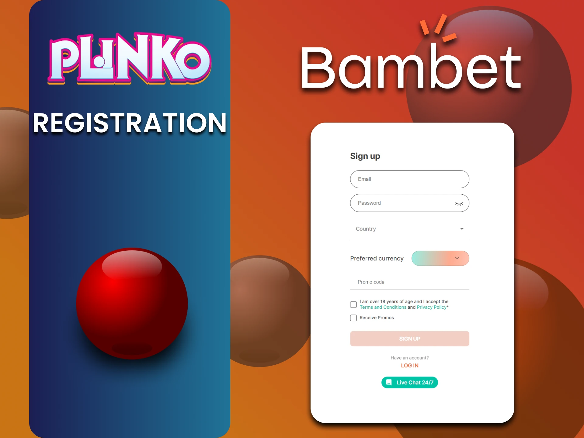 Create a Bambet account to play Plinko.