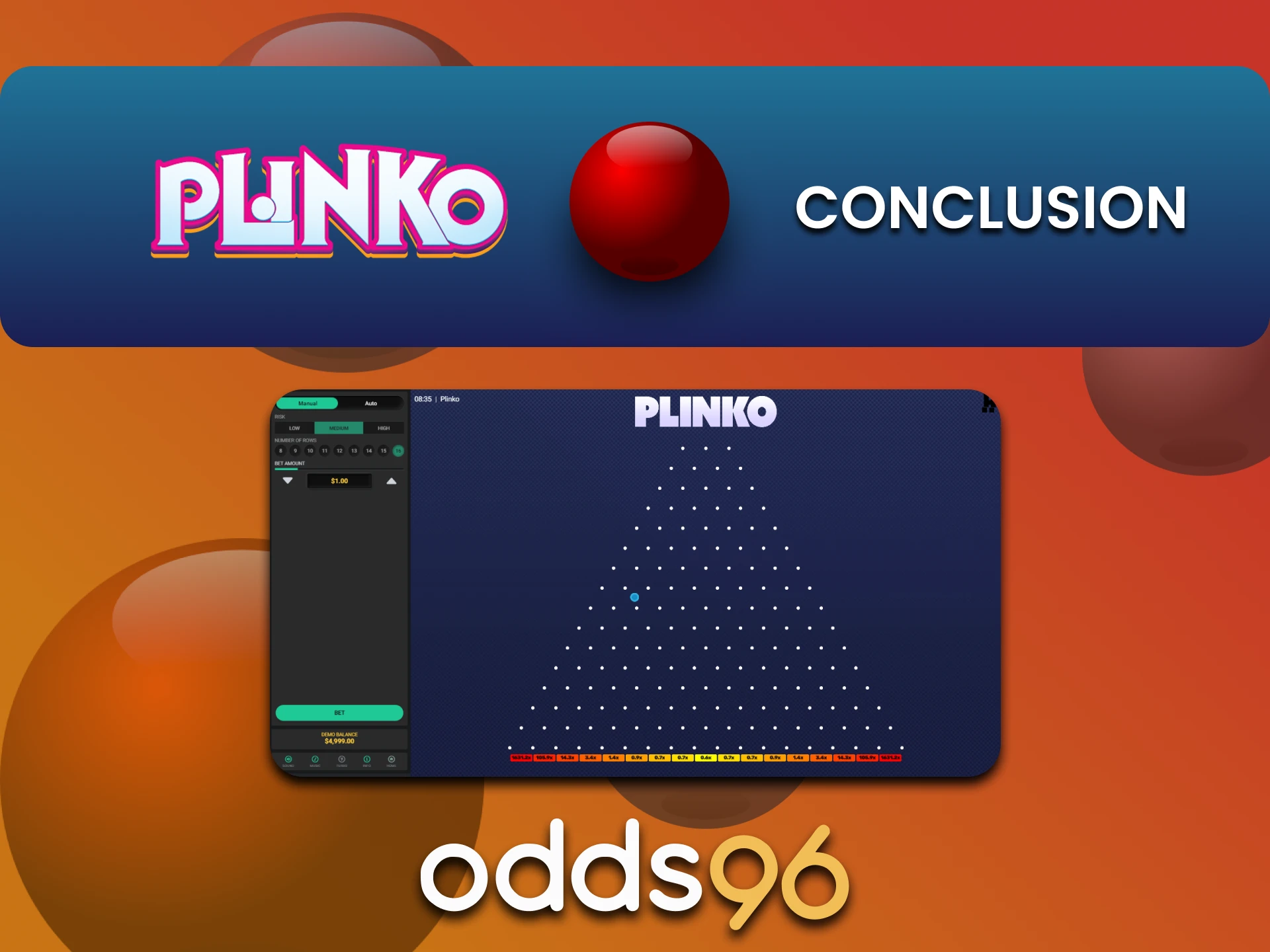 Odds96 is the right choice for playing Plinko.