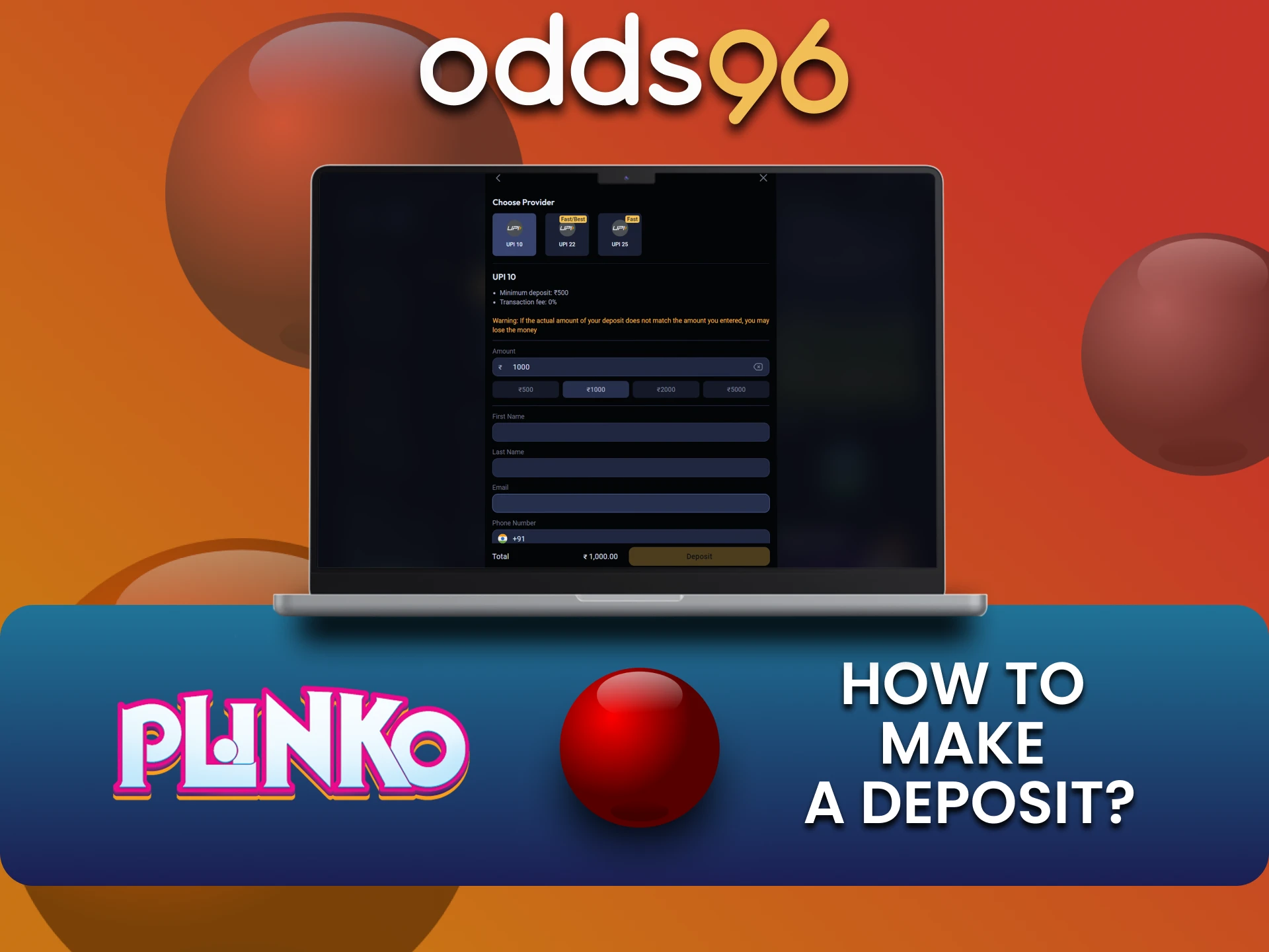 We will tell you about the ways to replenish funds on odds96 for Plinko.