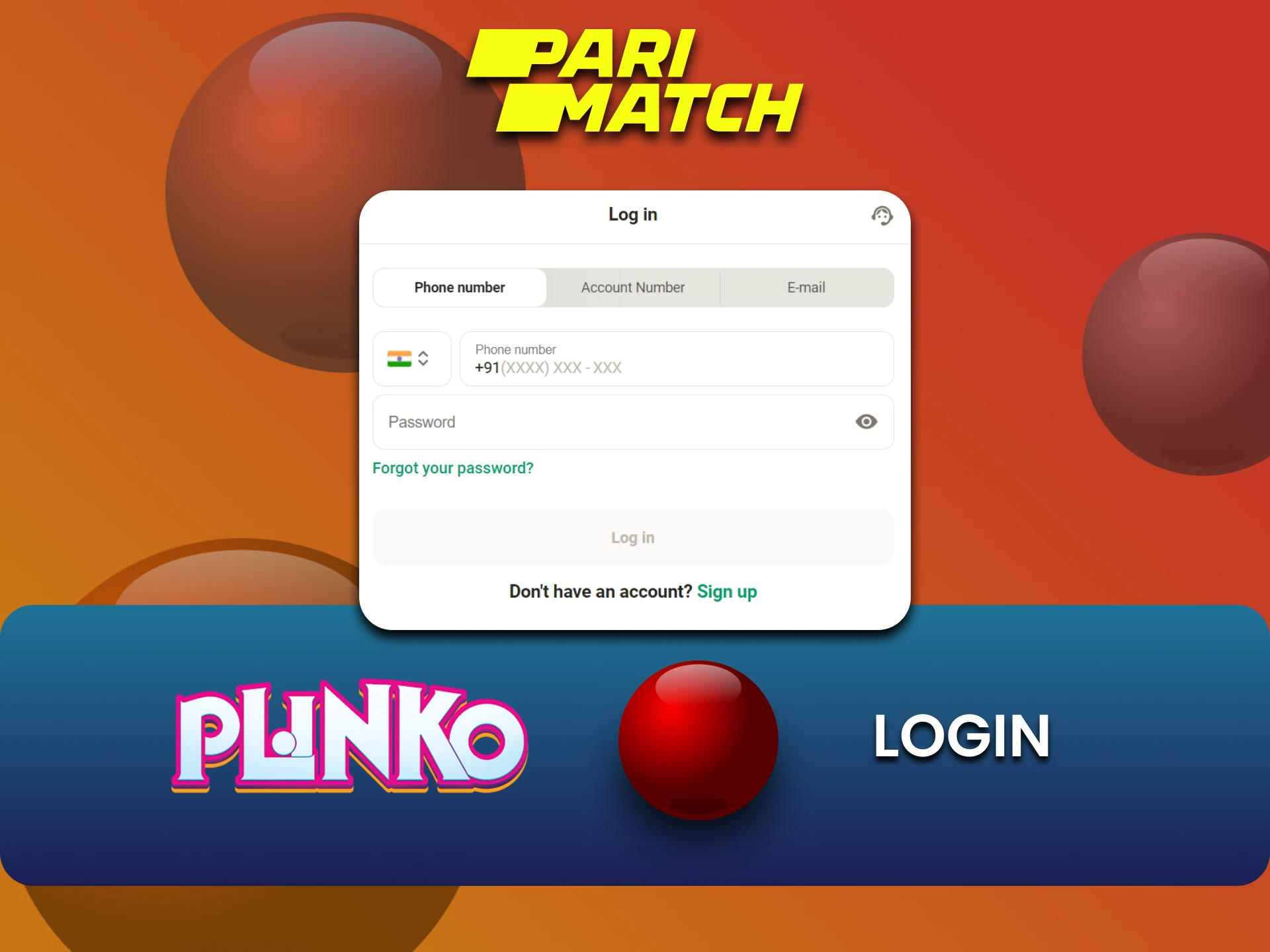 Log in to your Parimatch account to play Plinko.