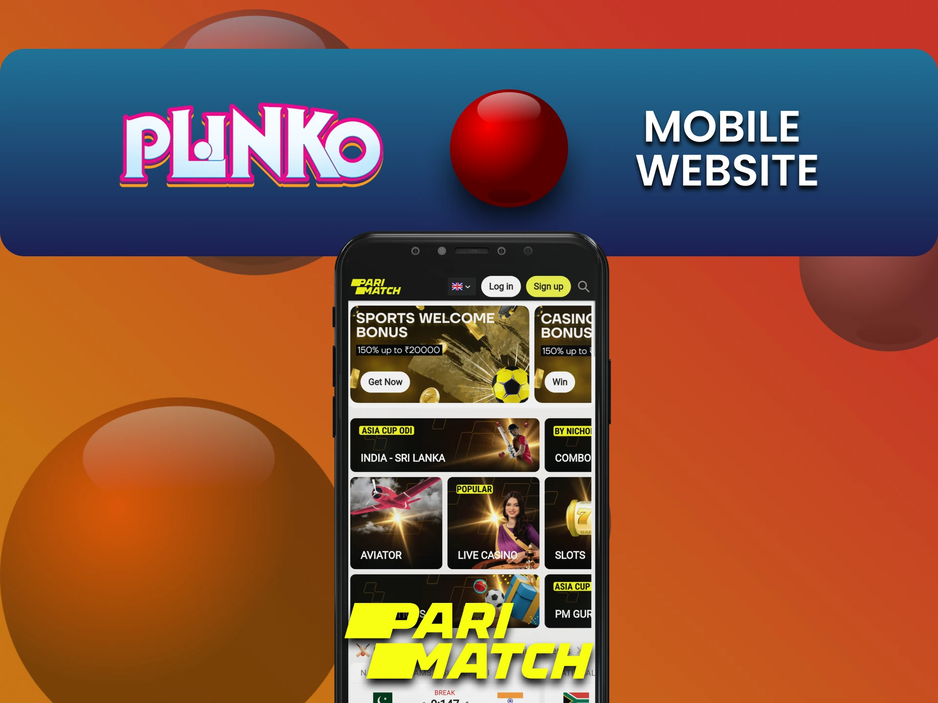 Visit the mobile version of the Parimatch website to play Plinko.