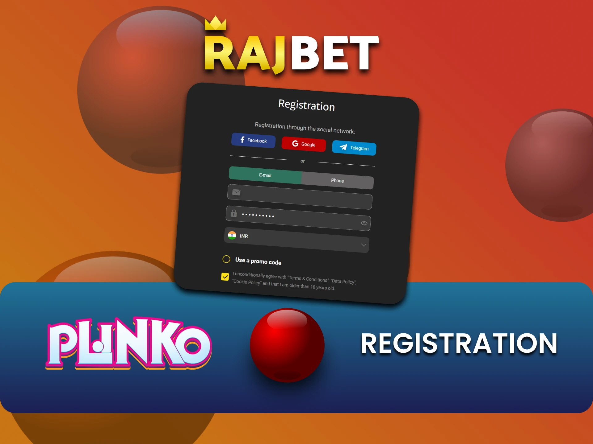 We will tell you how to register on the Rajbet website to play Plinko.