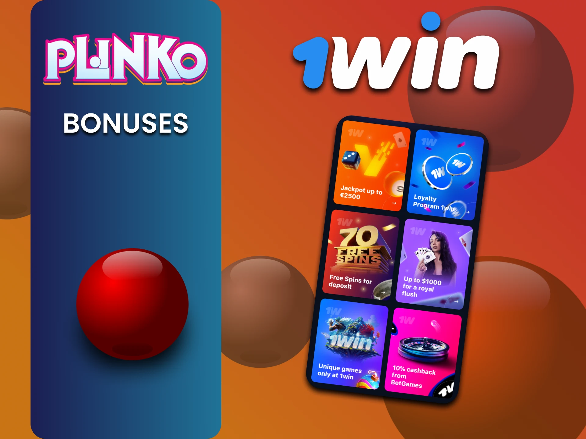 Get bonuses for Plinko from 1win.