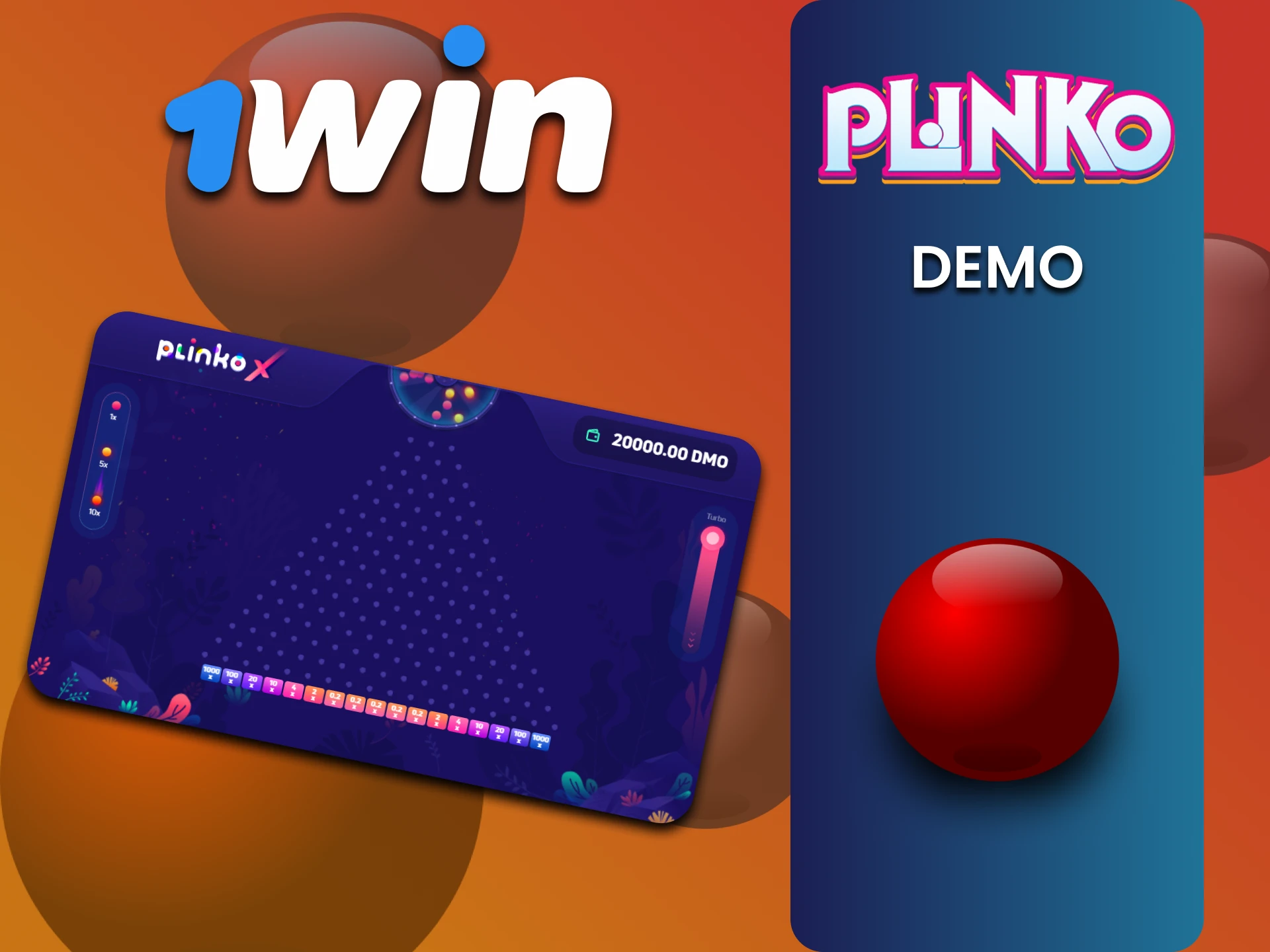 Practice the demo version of the Plinko game on 1win.