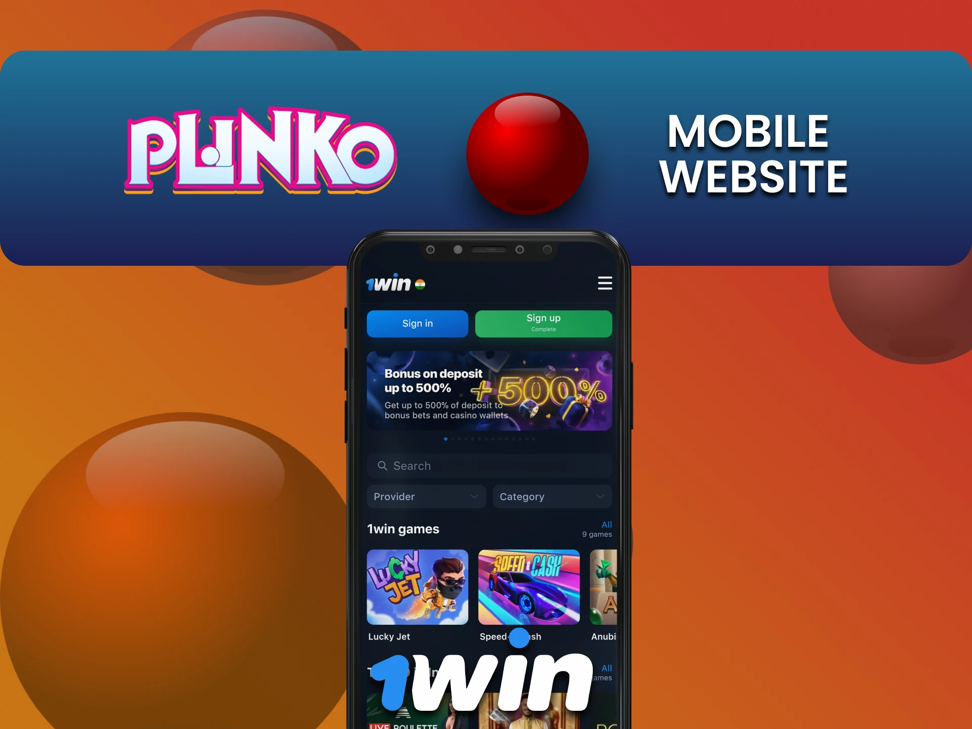 Visit the mobile version of the 1win website to play Plinko.