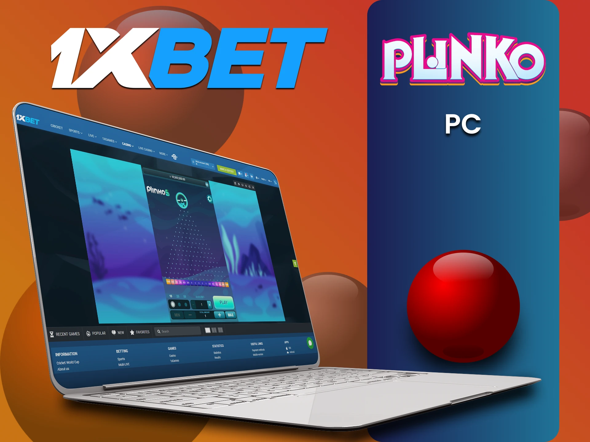 Play Plinko via PC at 1xbet.