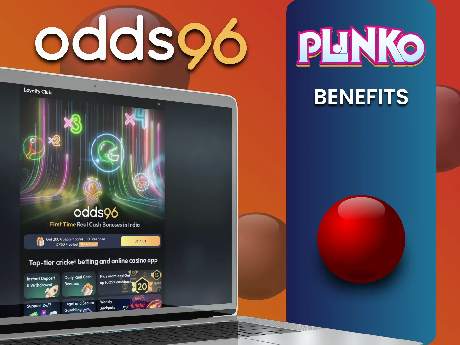 Odds96 has many advantages for Plinko.