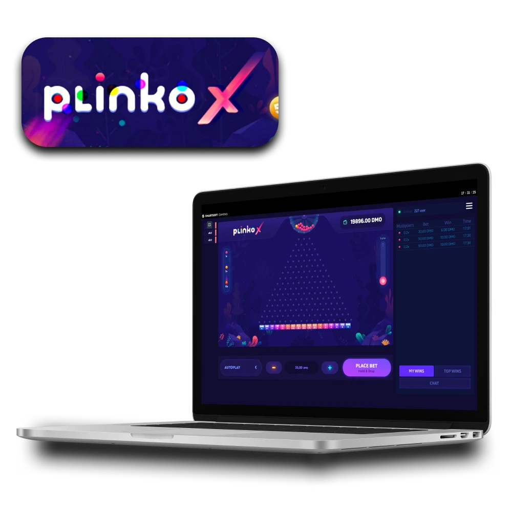 Choose one of the Plinko game options "Plinko X"