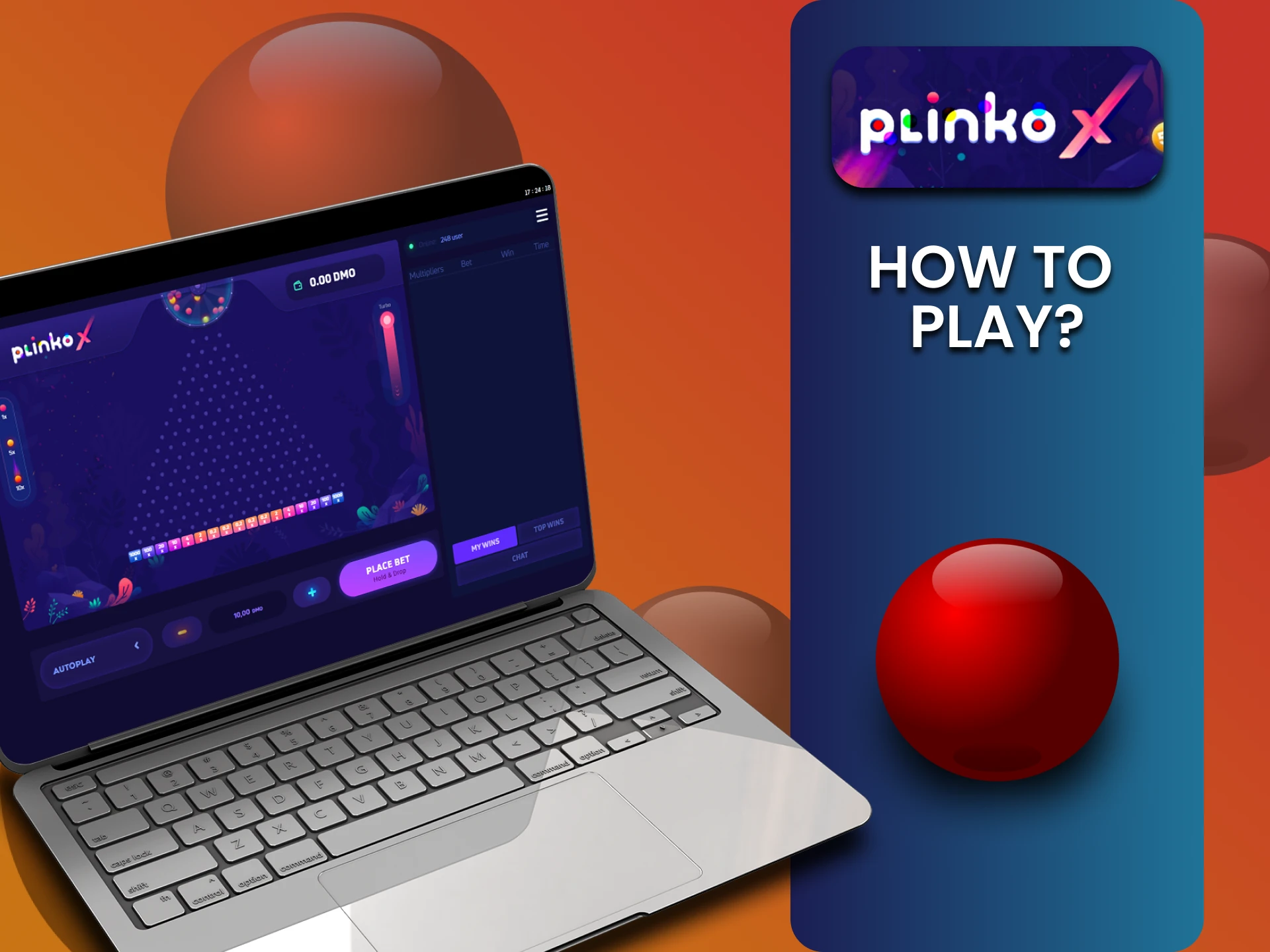 We will tell you how to start playing the game Plinko X.