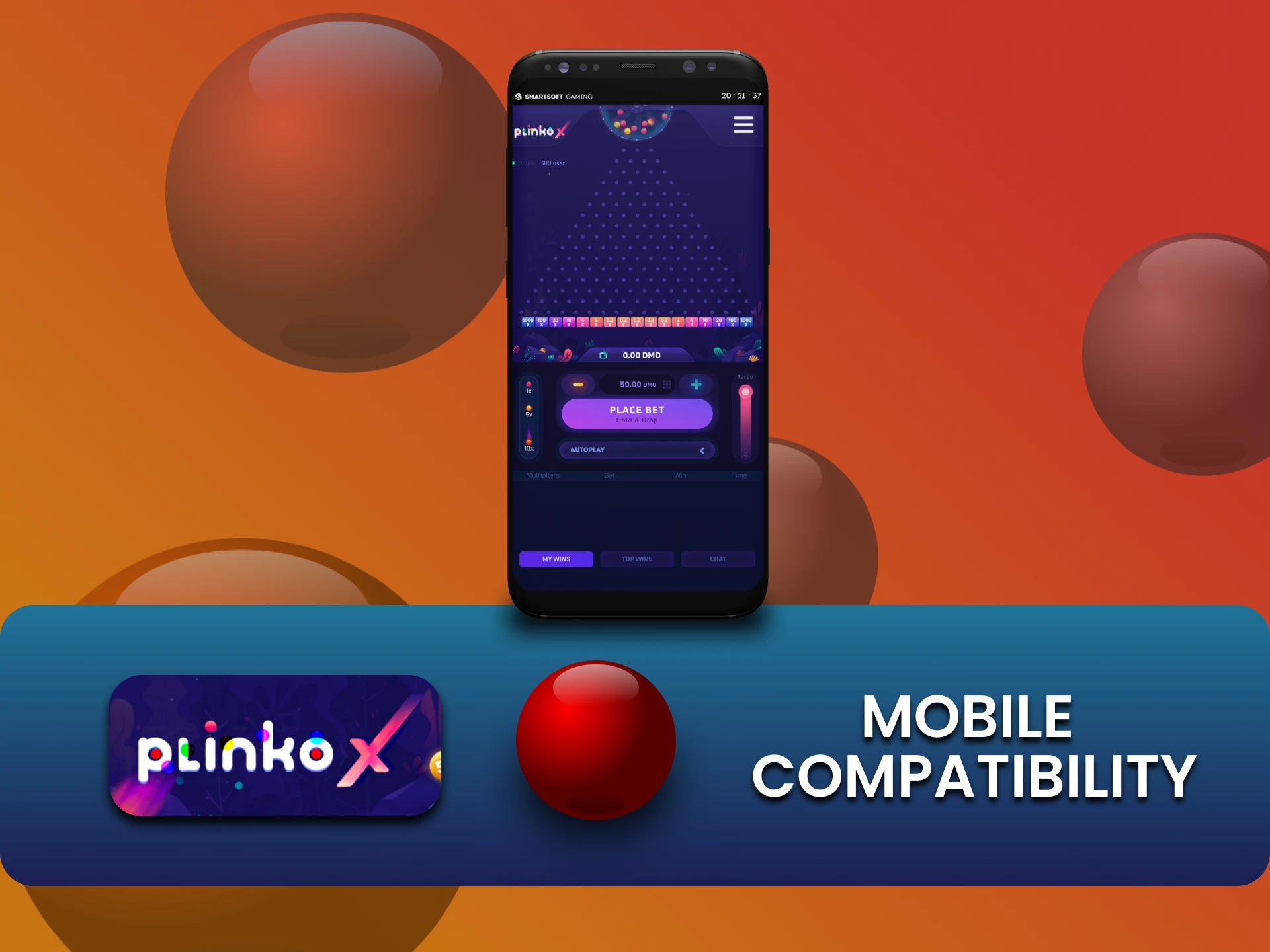 Use your phone to play Plinko X.