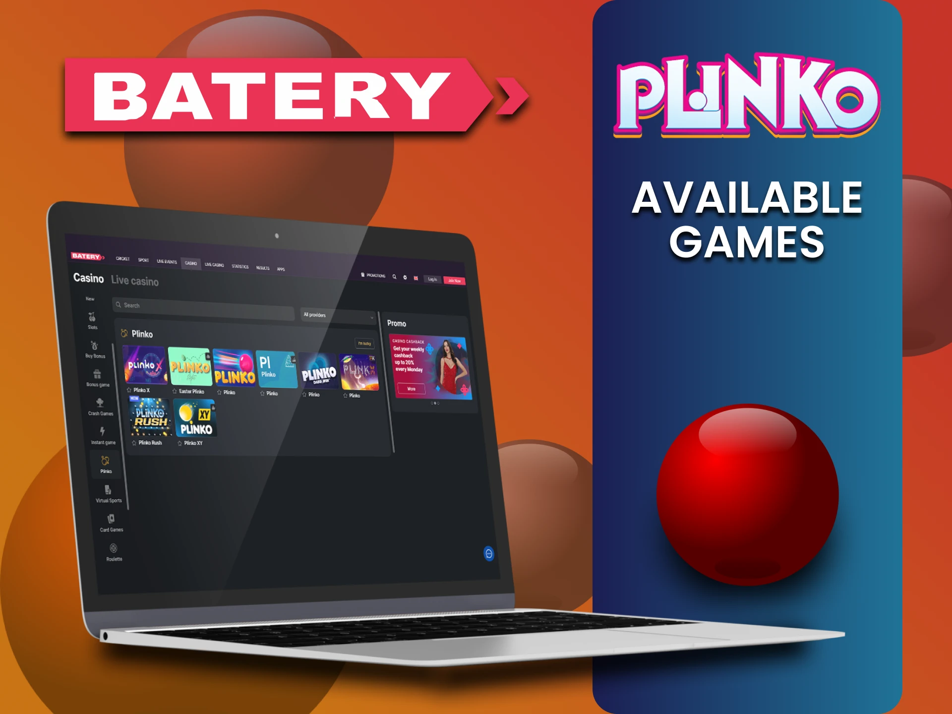 Check out the list of Plinko games on the Batery website.