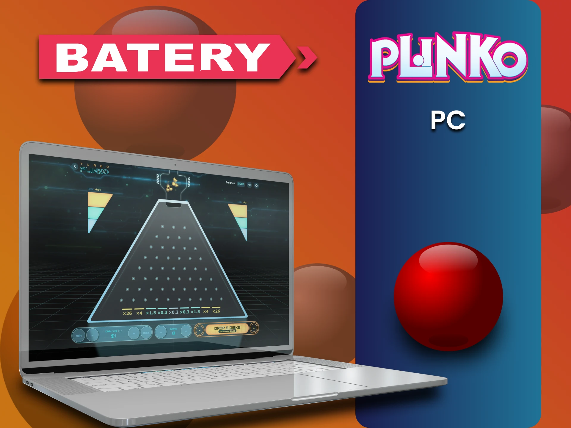 You can play Plinko via PC on the Batery website.
