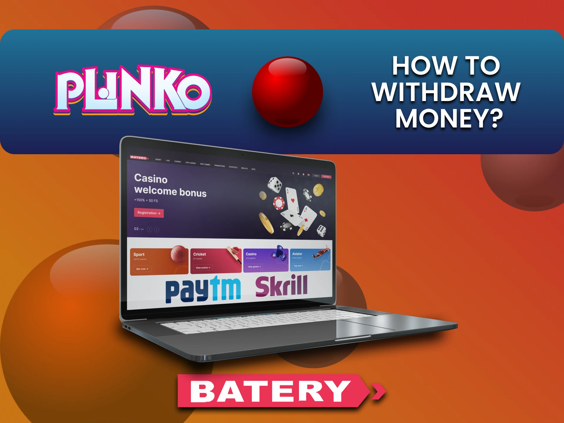 Learn how to withdraw funds on the Batery website for the game Plinko.