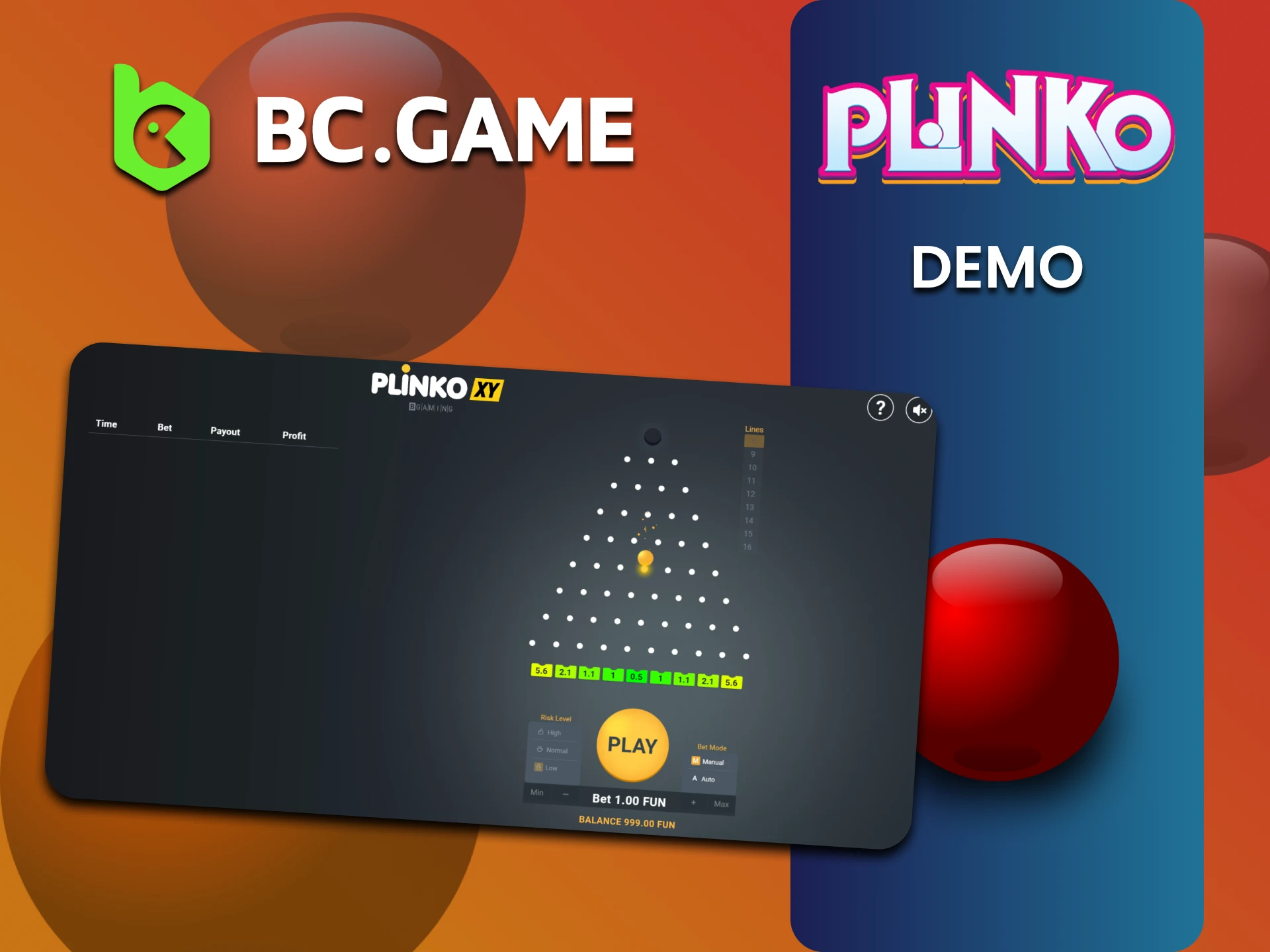 For training, BCGame has a demo version of Plinko.