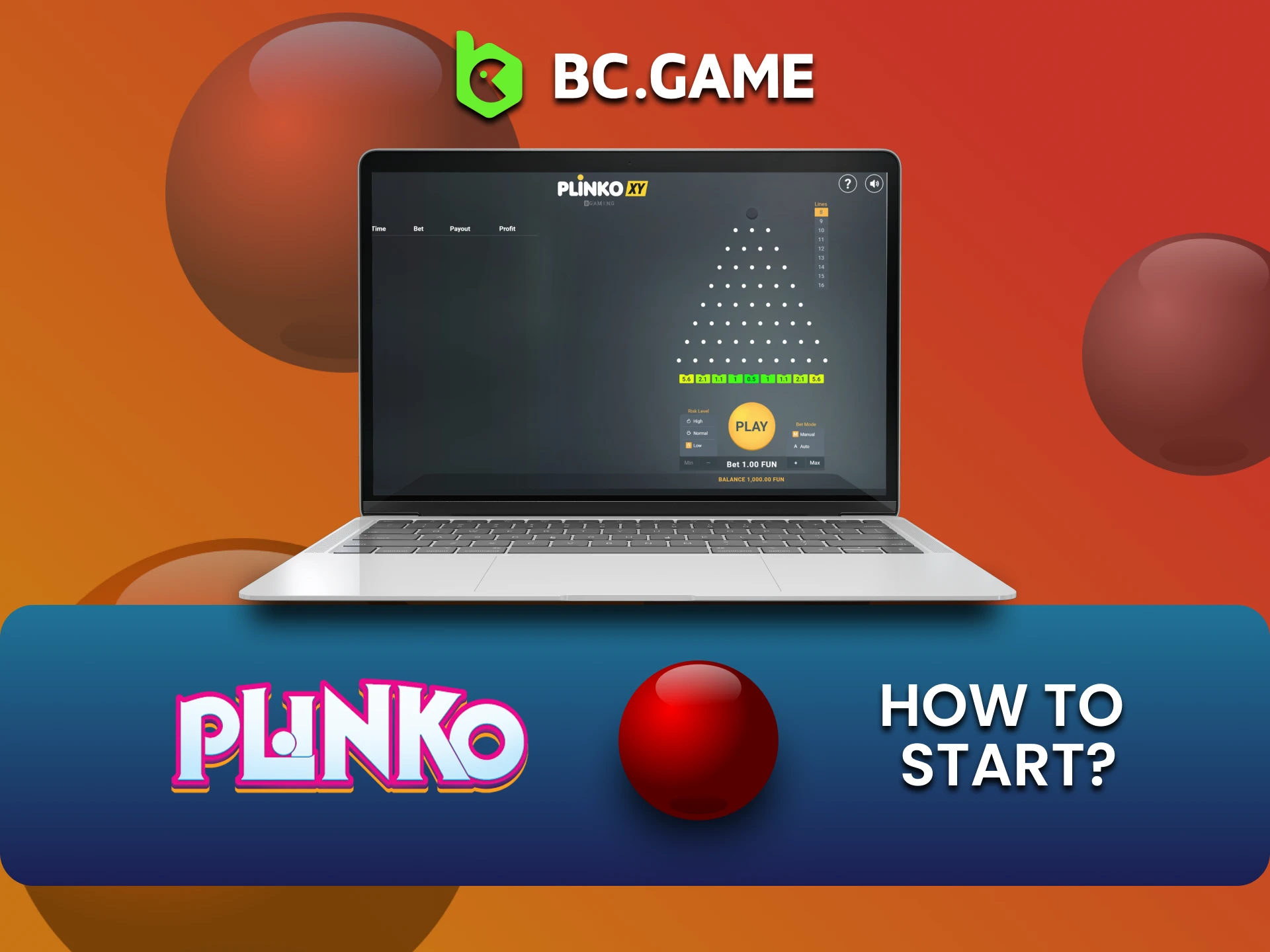 We will tell you how to start playing Plinko on the BCGame website.