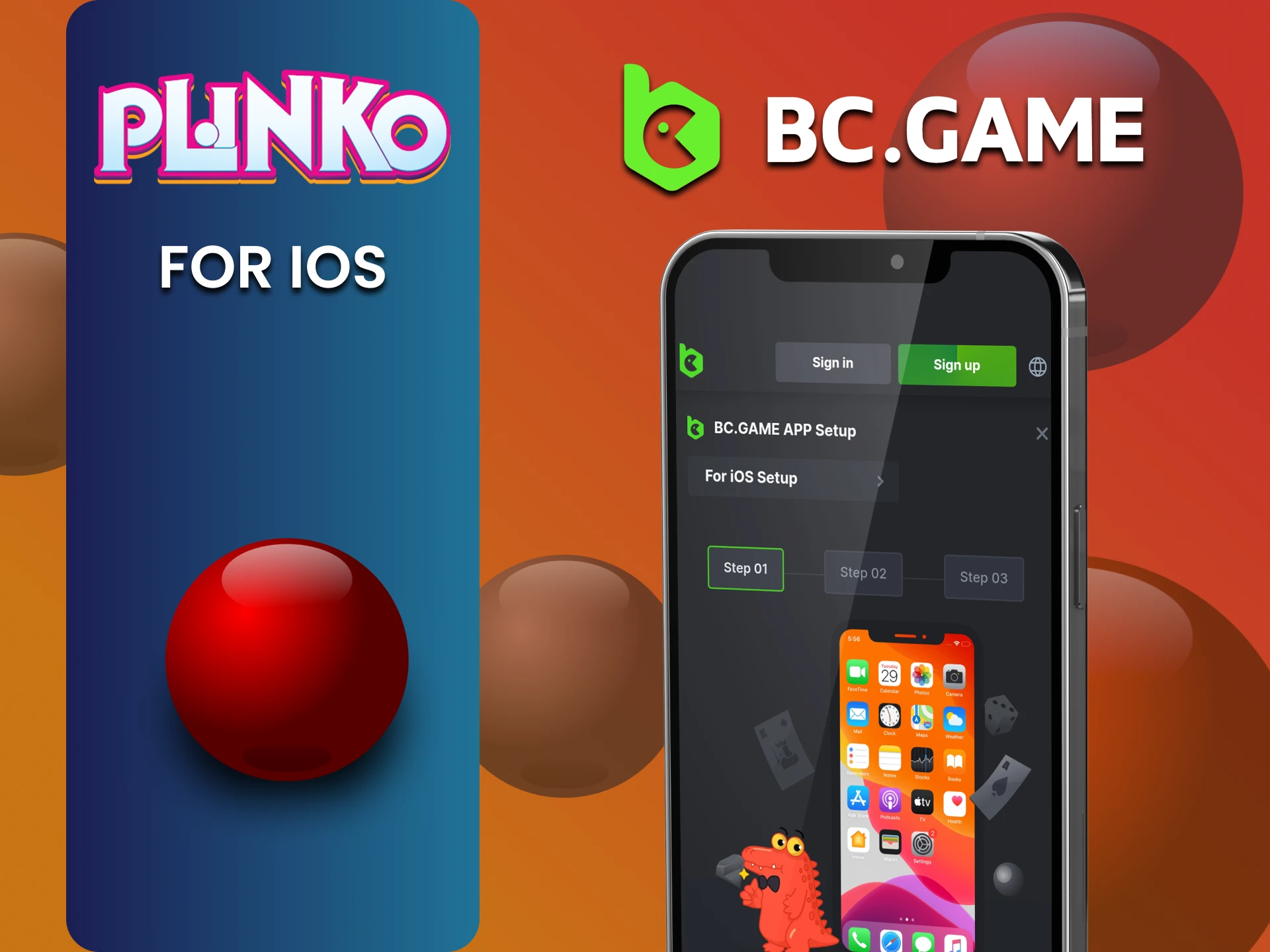 Download the BCGame app to play Plinko on iOS.
