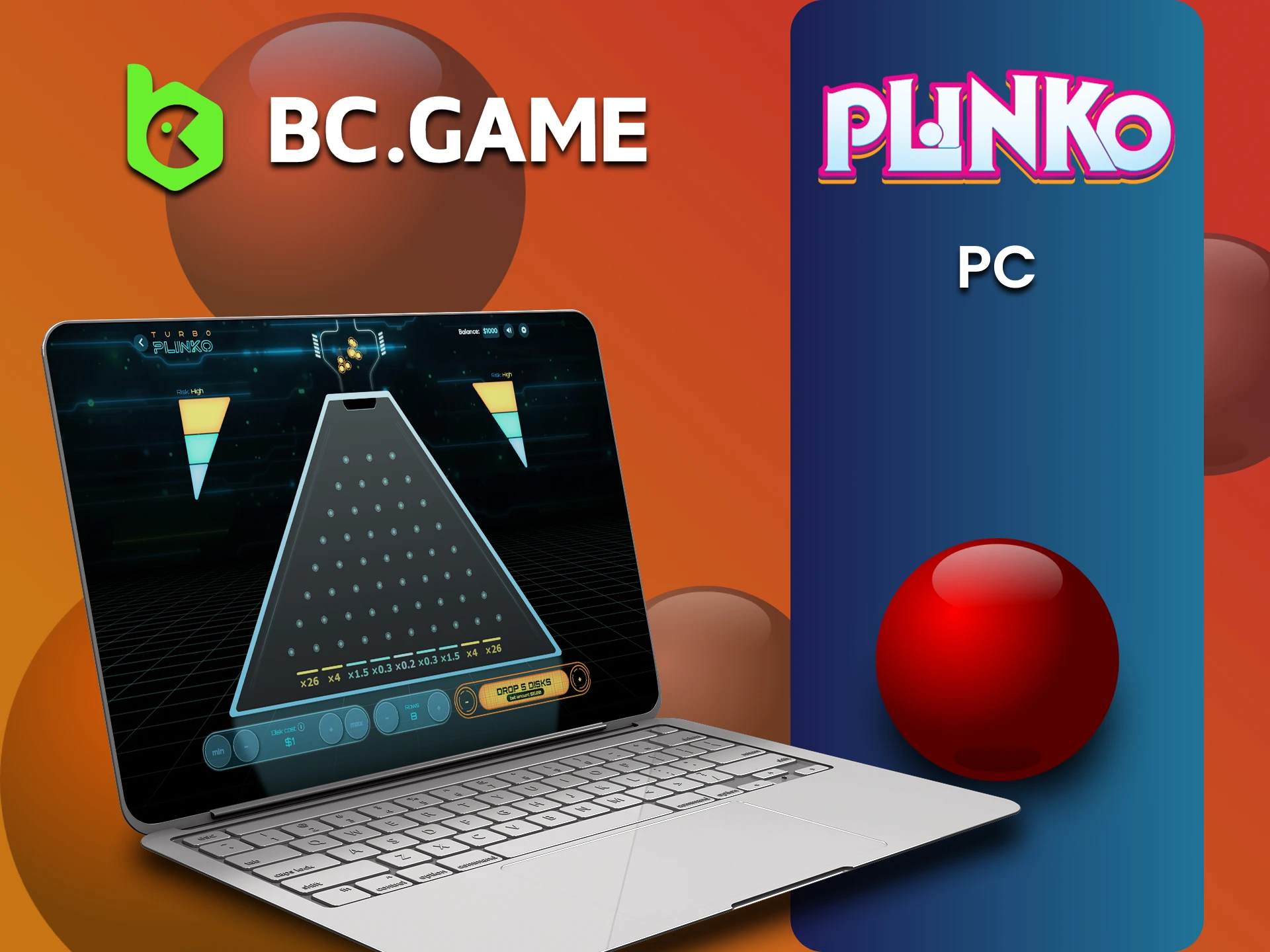 Use your PC to play Plinko on BCGame.