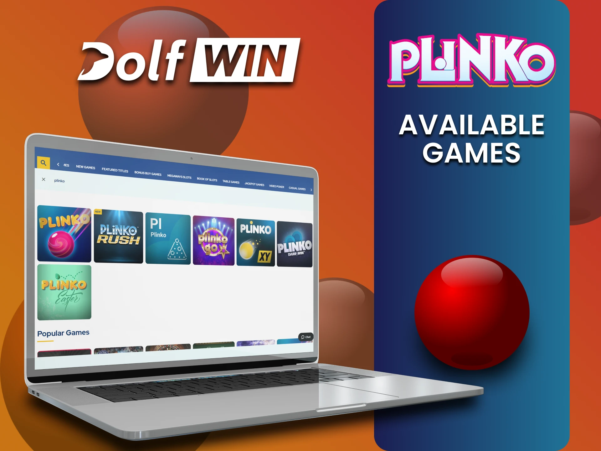 Choose your version of Plinko game on Dolfwin.