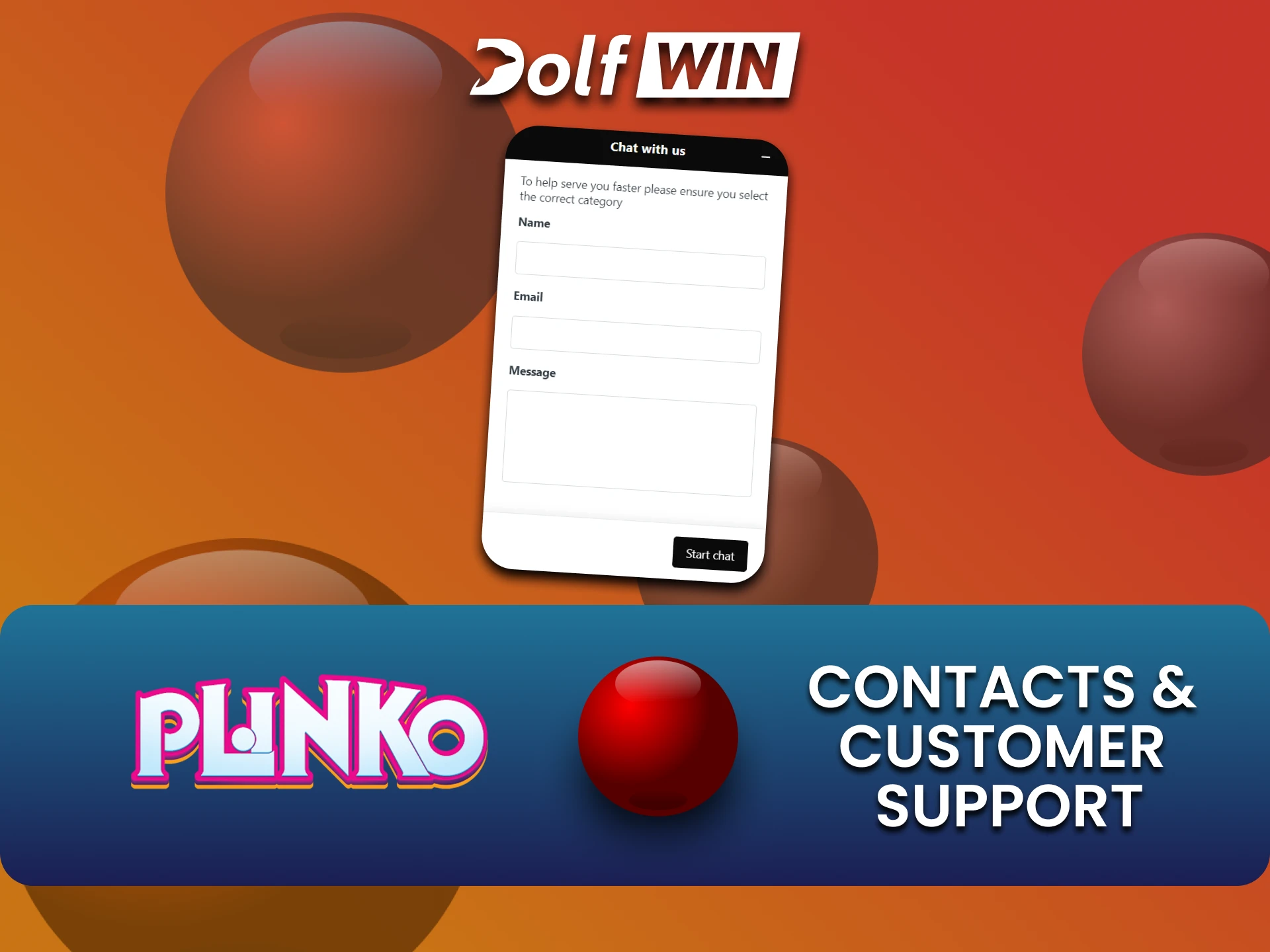 Choose your way to contact the Dolfwin team regarding Plinko questions.