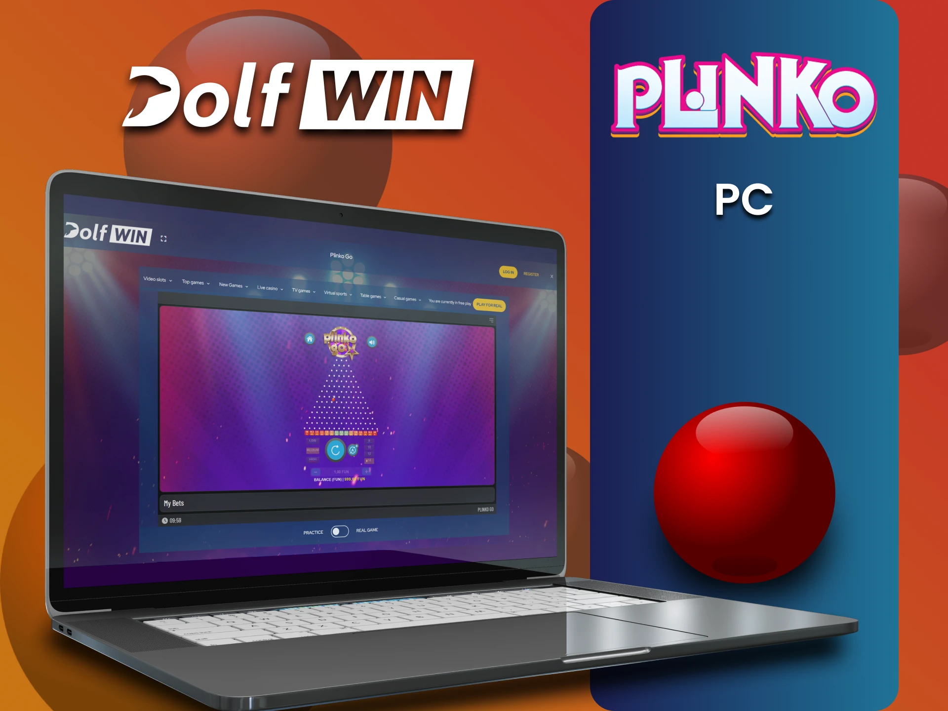 PC is one of the ways to play Plinko on the Dolfwin website.