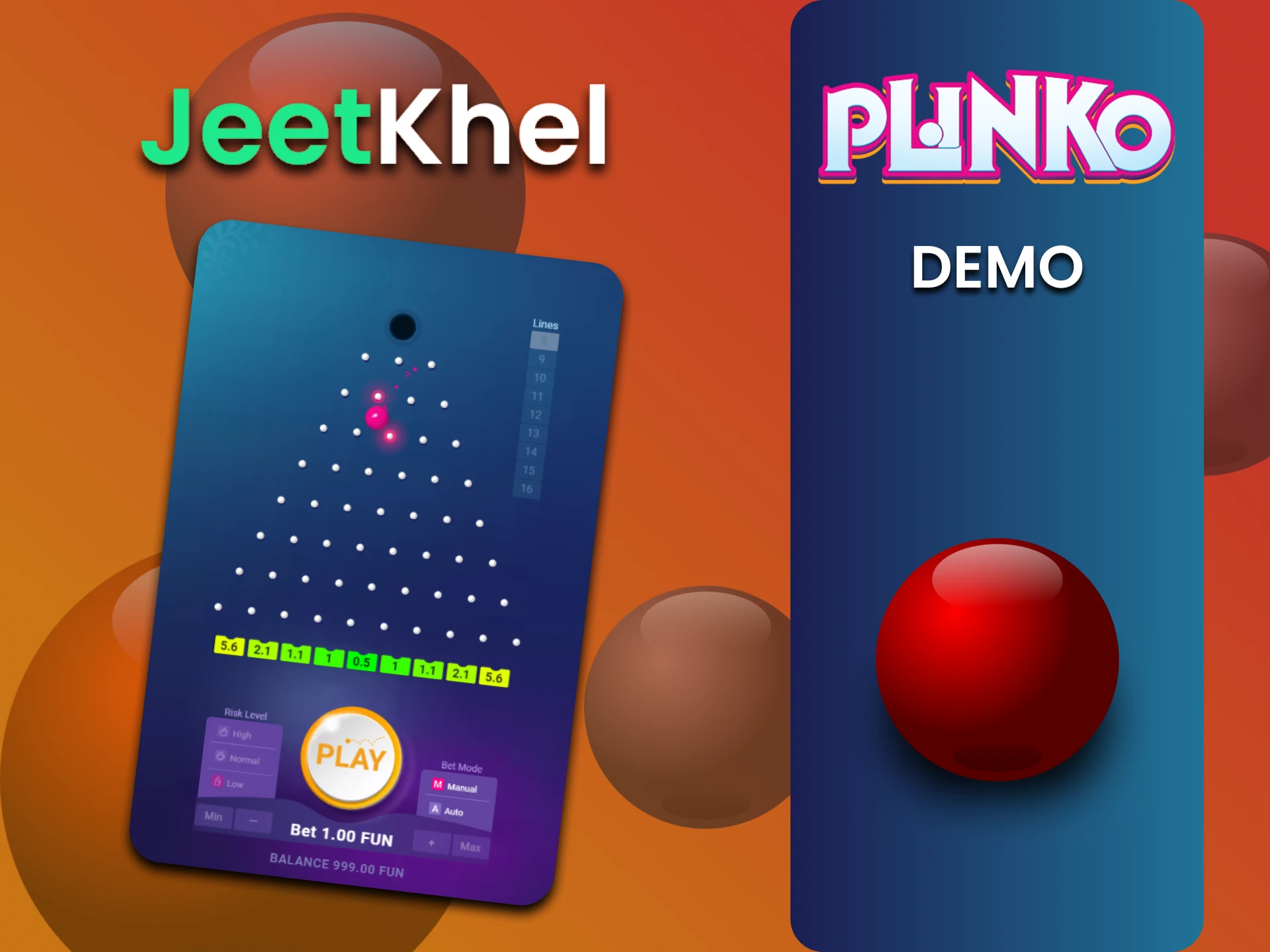 You can train in the demo version of the Plinko game on the JeetKhel website.