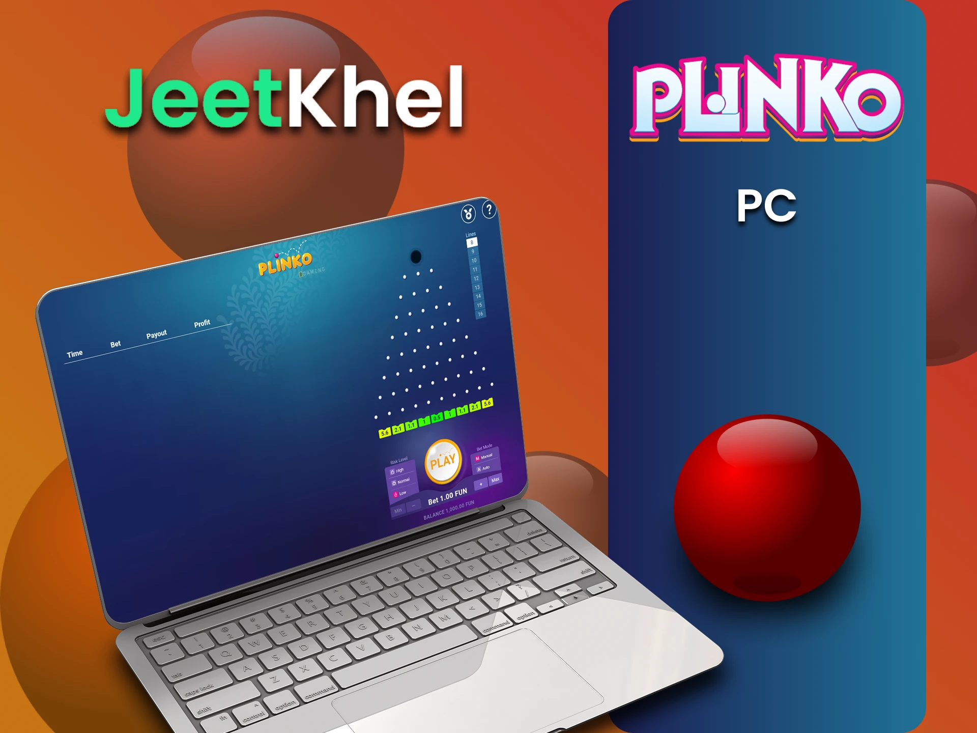 Play Plinko on JeetKhel website via PC.