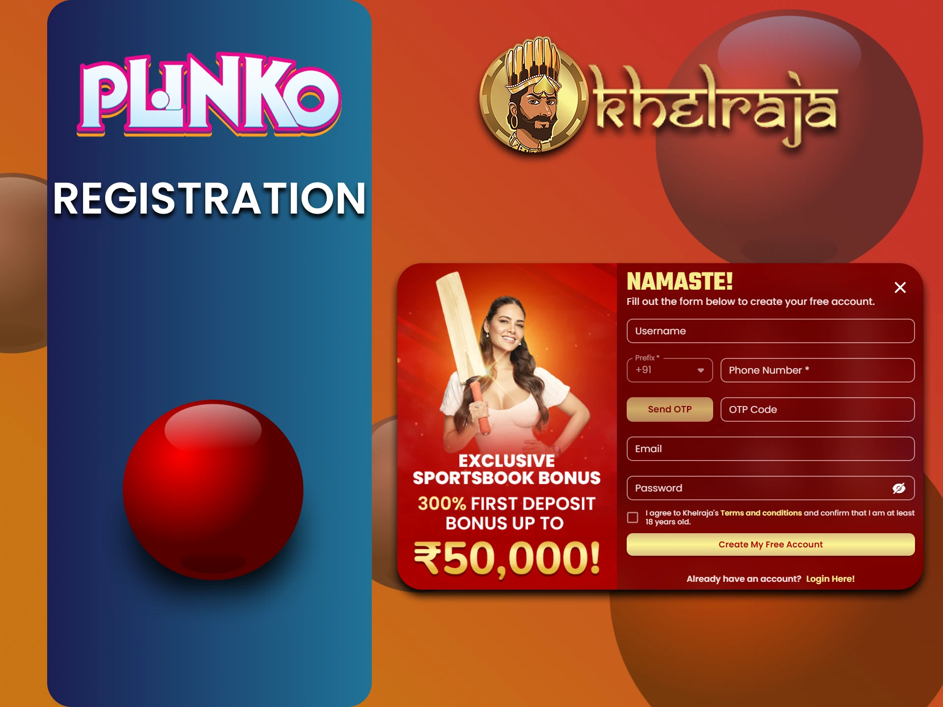 Go through the registration process on Khelraja to play Plinko.