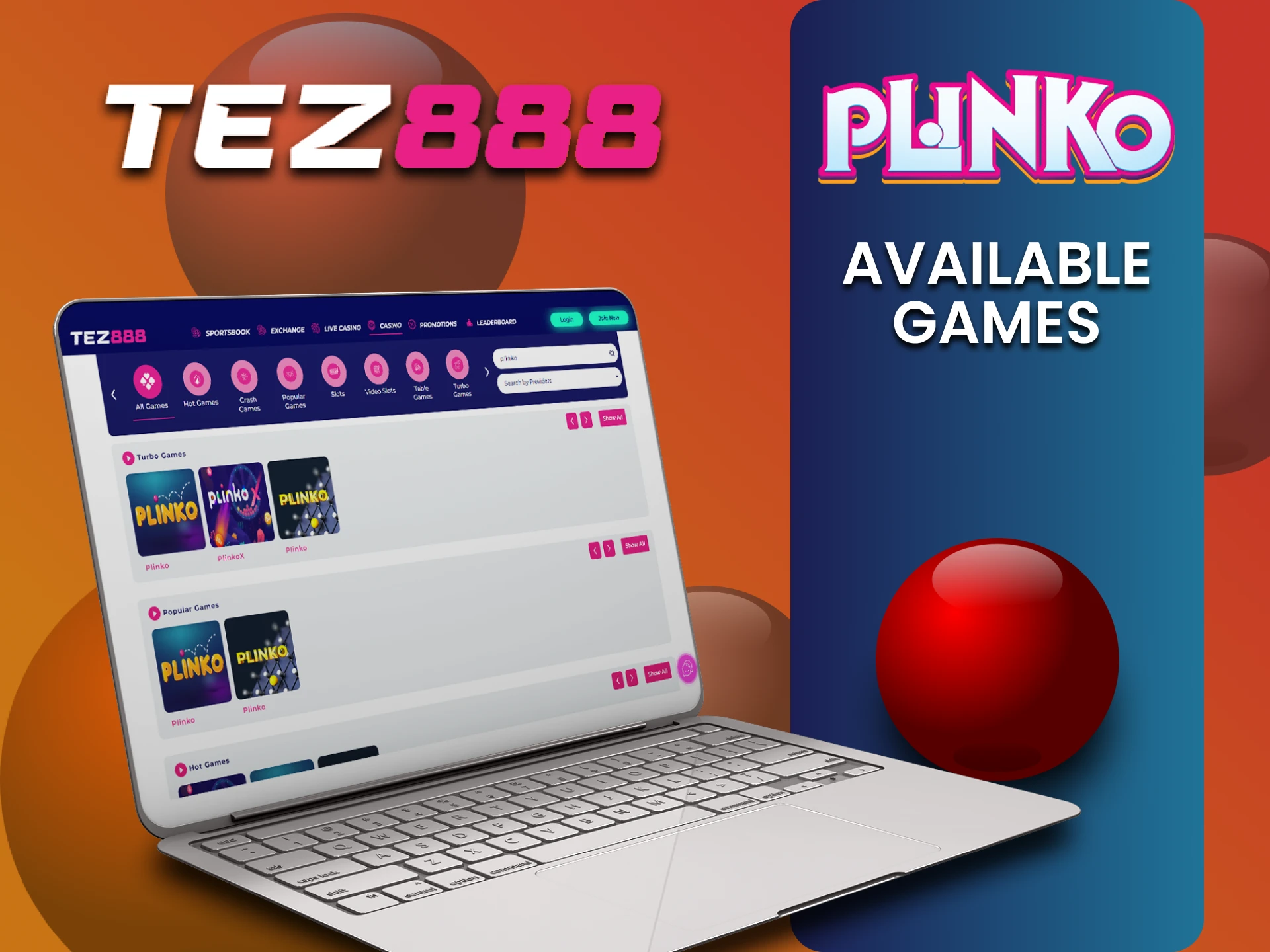 Choose your version of Plinko game on Tez888.
