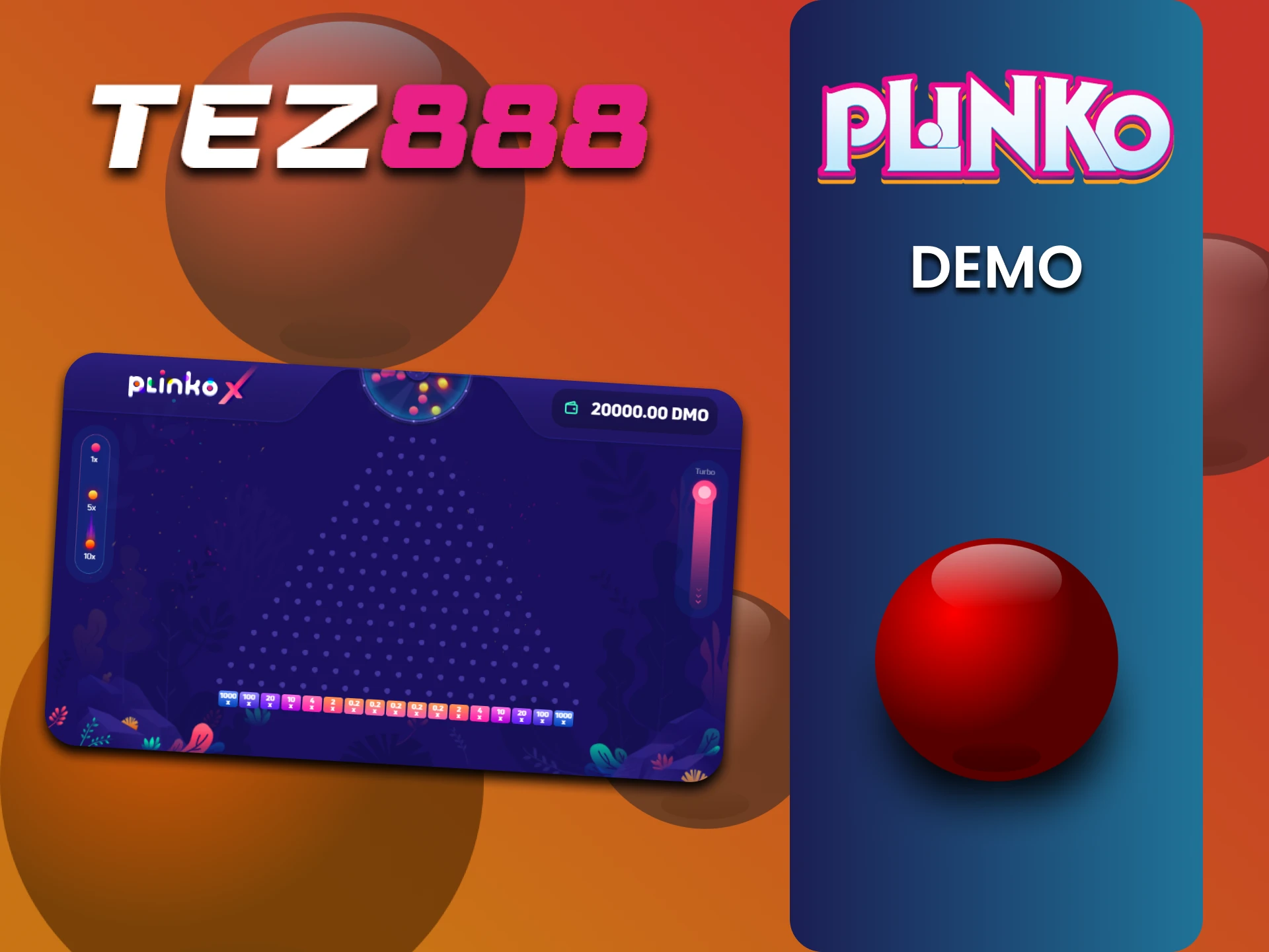 Practice with a demo version of the Plinko game on the Tez888 website.