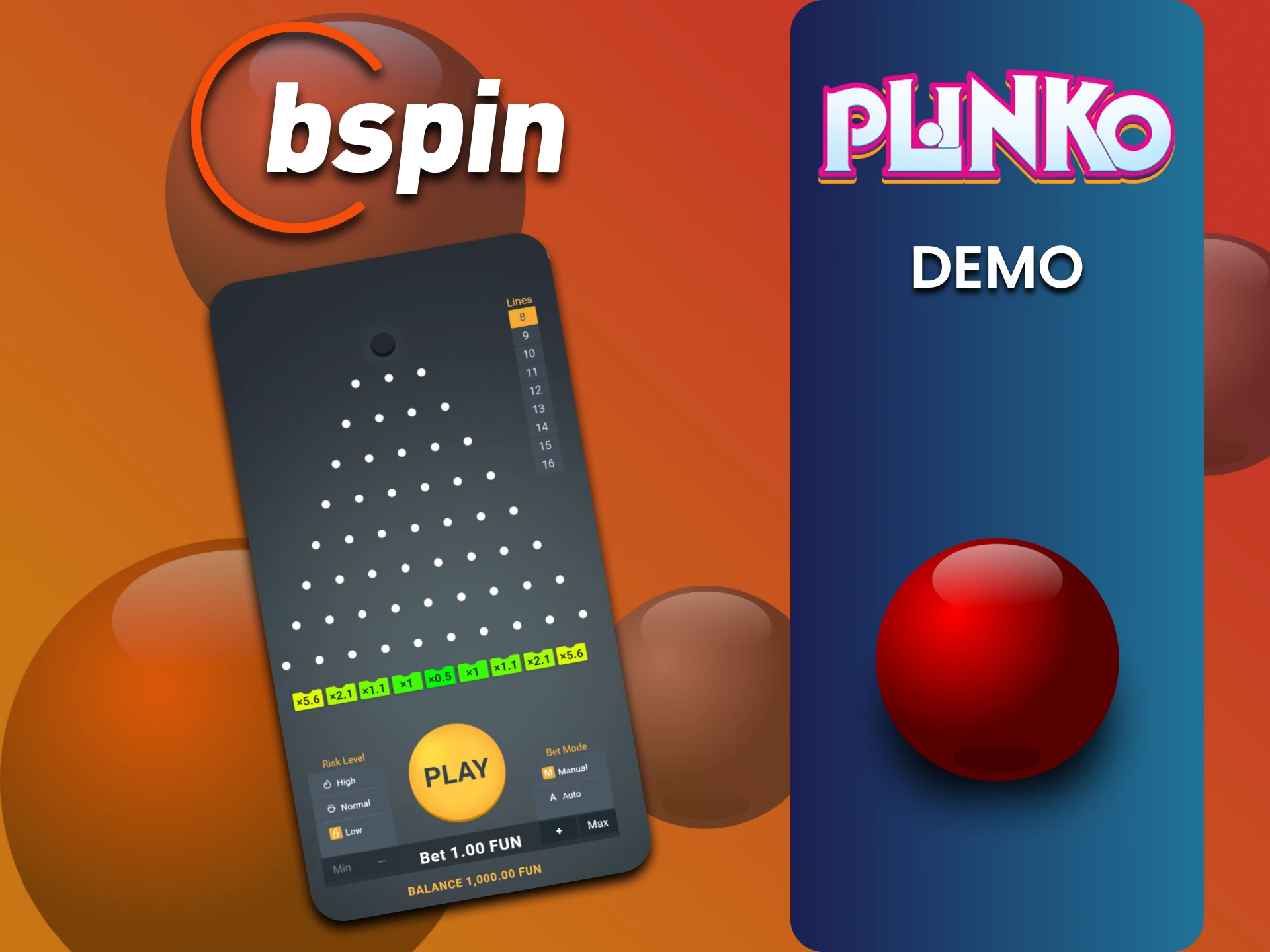 The demo version of Plinko on Bspin is ideal for training.
