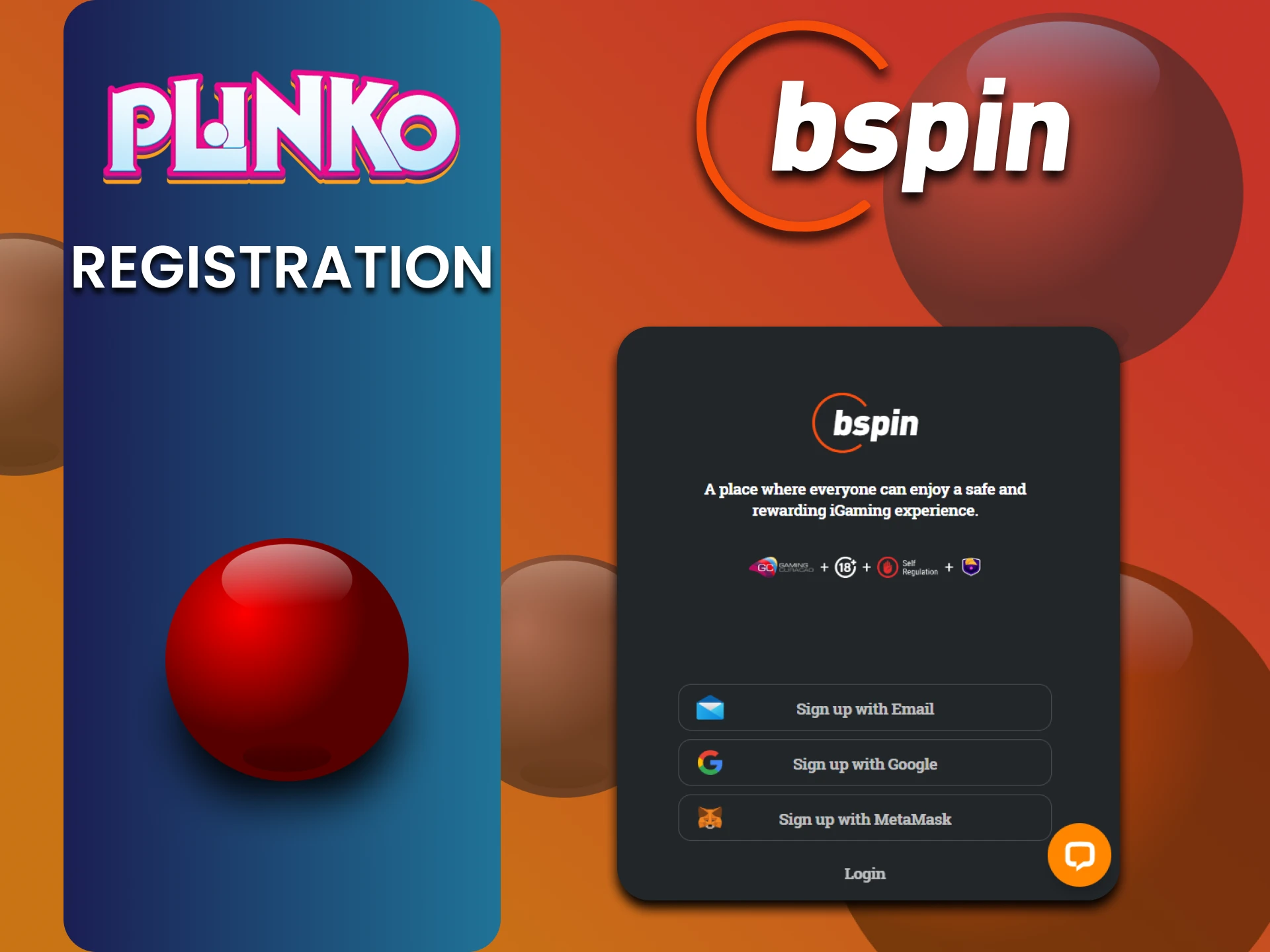 Go through the registration process on Bspin to play Plinko.