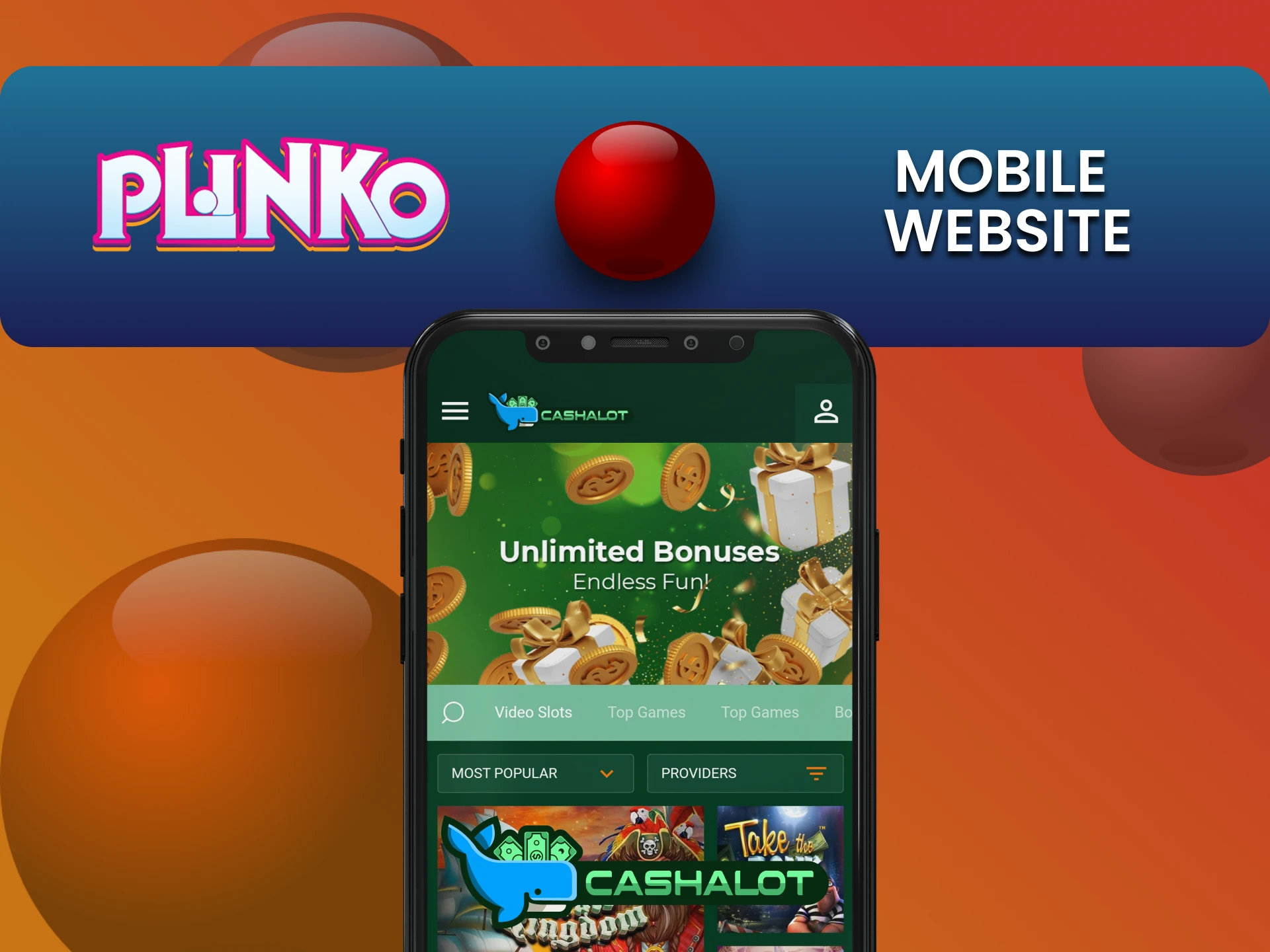 To play Plinko on your phone, visit the Cashalot website.