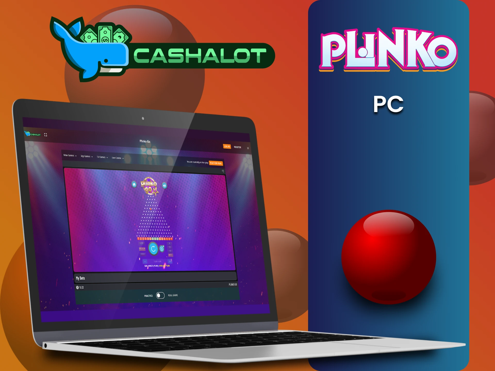You can play Plinko via PC on the Cashalot website.