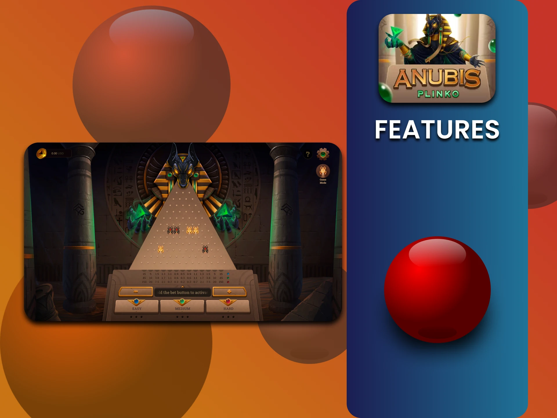 Explore the possibilities of the game Plinko Anubis.