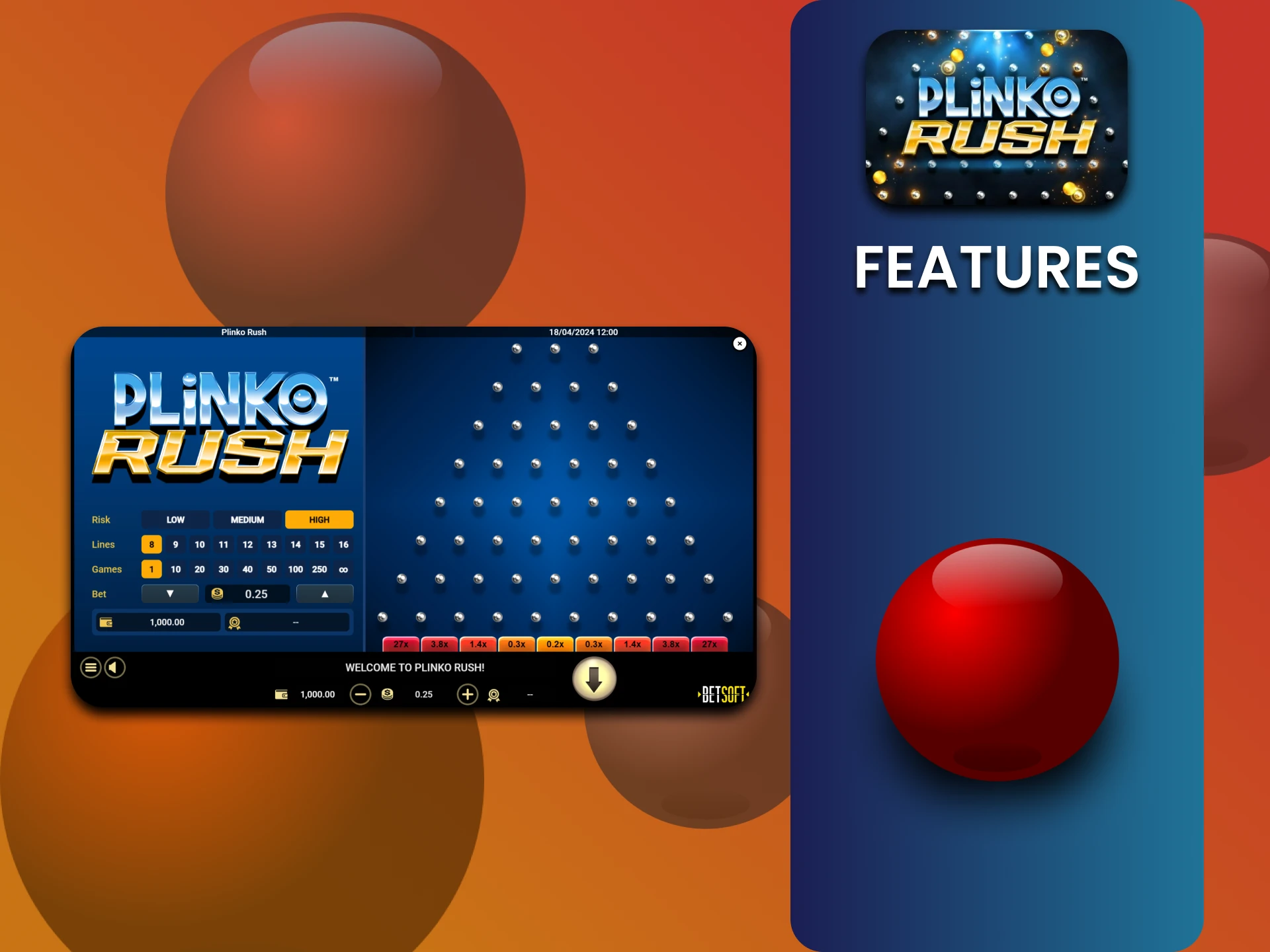 Explore the possibilities of the game Plinko Rush.