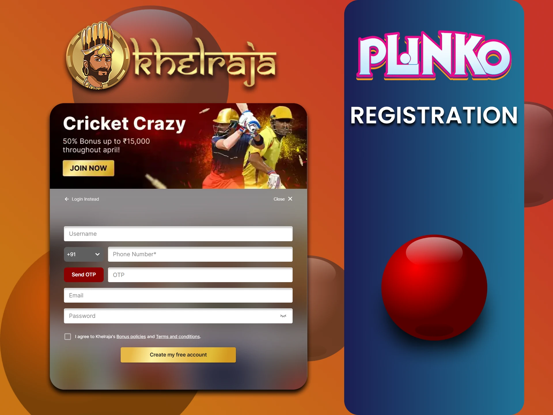 We will cover registration for Plinko from Khelraja.