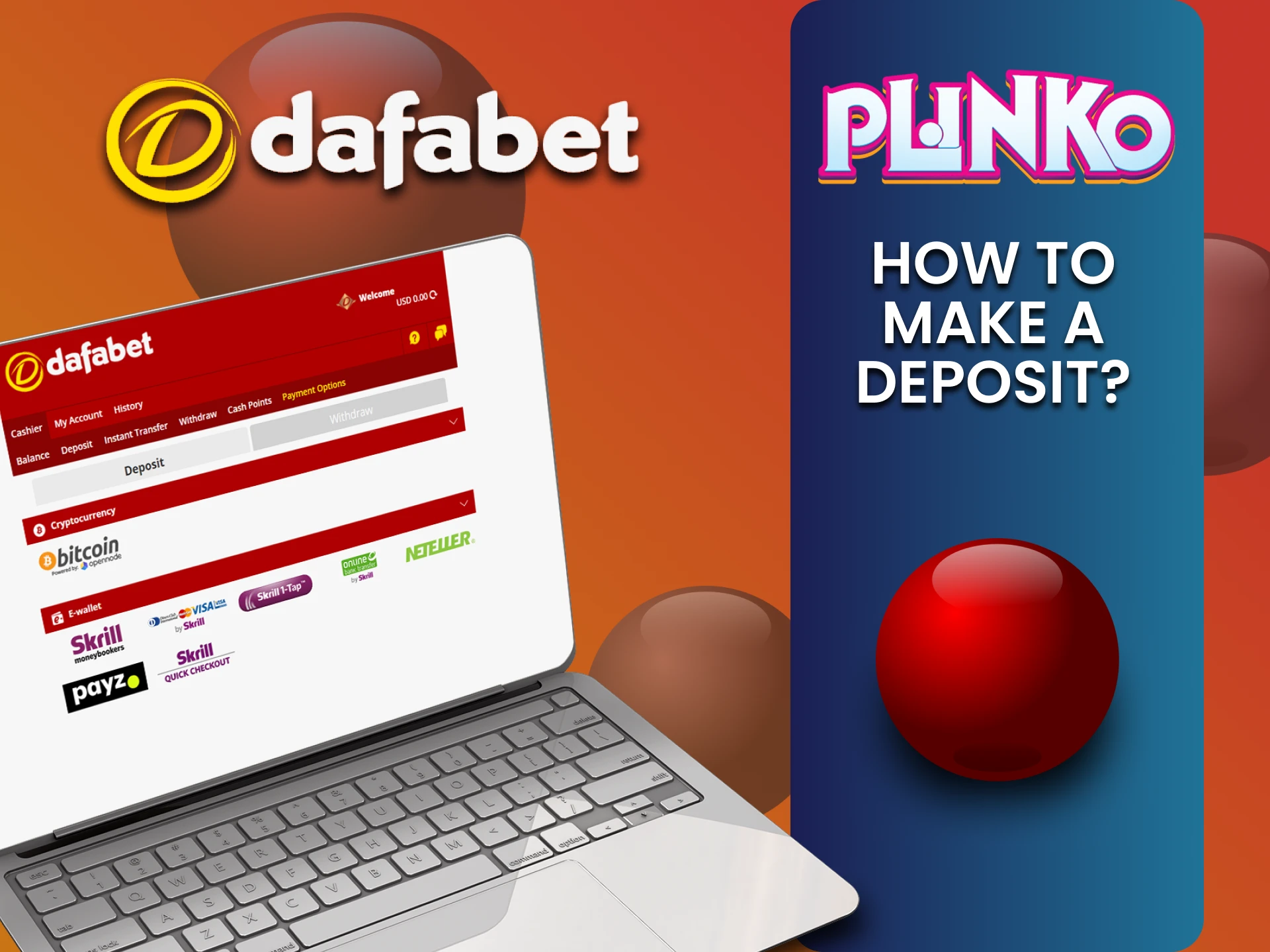 We will tell you how to top up your funds for the Plinko game on Dafabet.